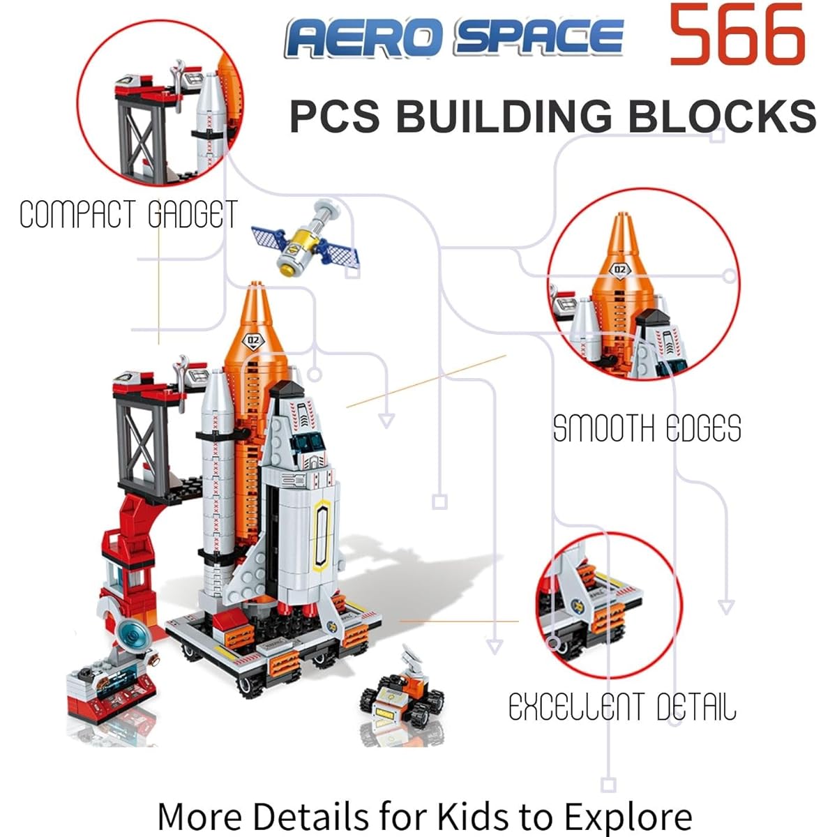 PetraFlor Space Exploration Shuttle Toy for 6 7 8 9 10 11 12 Year Old Boys 12-in-1 STEM Project Kit Aerospace Construction Kit Toy Science Kit for Kids 8-14 Years Birthday Christmas Easter Gift for Boys/Kids, 70030, white