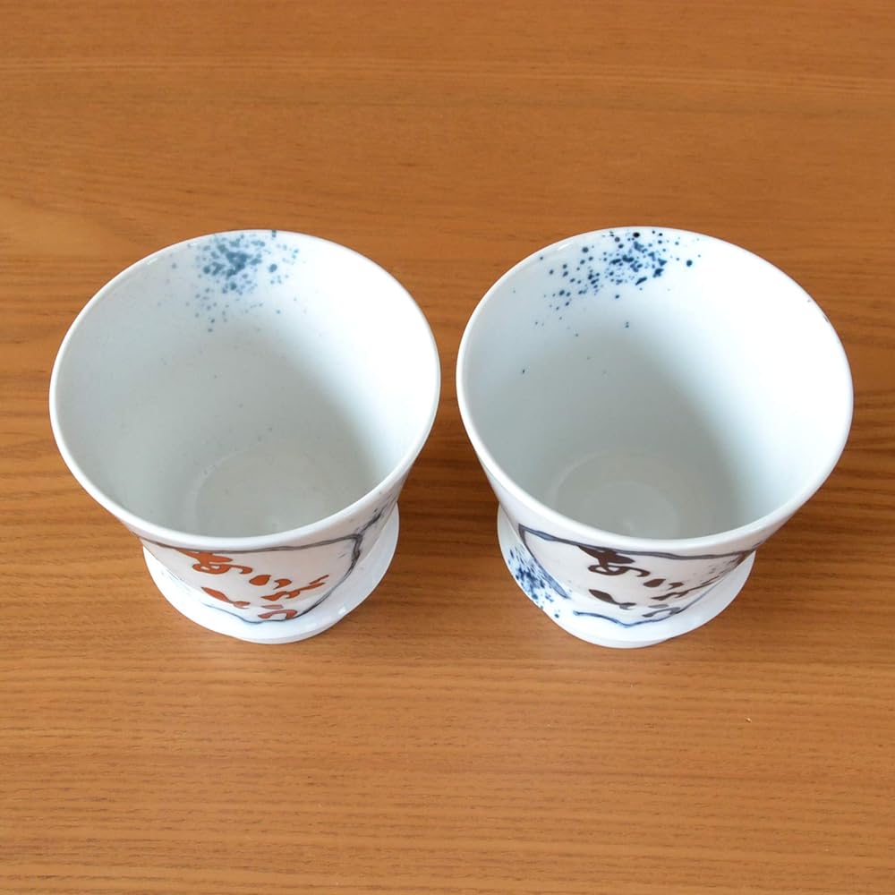 Starting Salary Present, Thank You Gift in a Wooden Box, Parents, Grandpa, Grandma, Pair of Shochu Glasses, Arita Ware, Thank You, Blue/Red, Set of 2