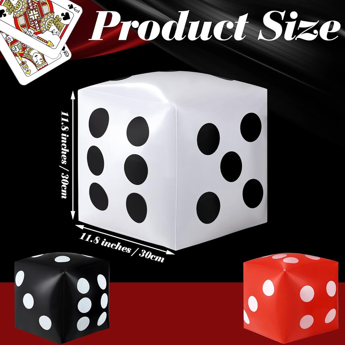 Ceenna Jumbo Large Inflatable Dice, 6 Pieces 11.8 Inch Inflatable Large Dice Game Night Decoration Red Black White Giant Dice for Indoor and Outdoor Game Party Favors