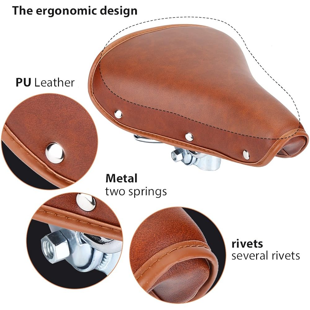 Alomejor Bicycle Saddle Seat, Soft, Shock Absorbing, Durable, PU Leather, Comfortable, Versatile, Stylish, Brown