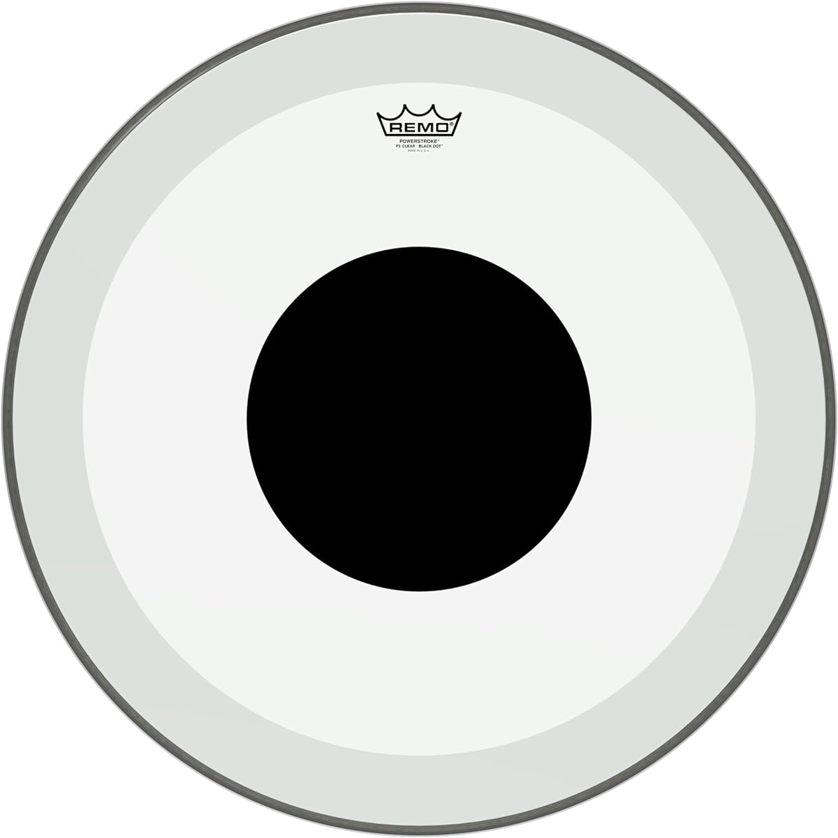Remo P31324-10 Clear Power Stroke 3 Bass Drum Head 24" Black Dot