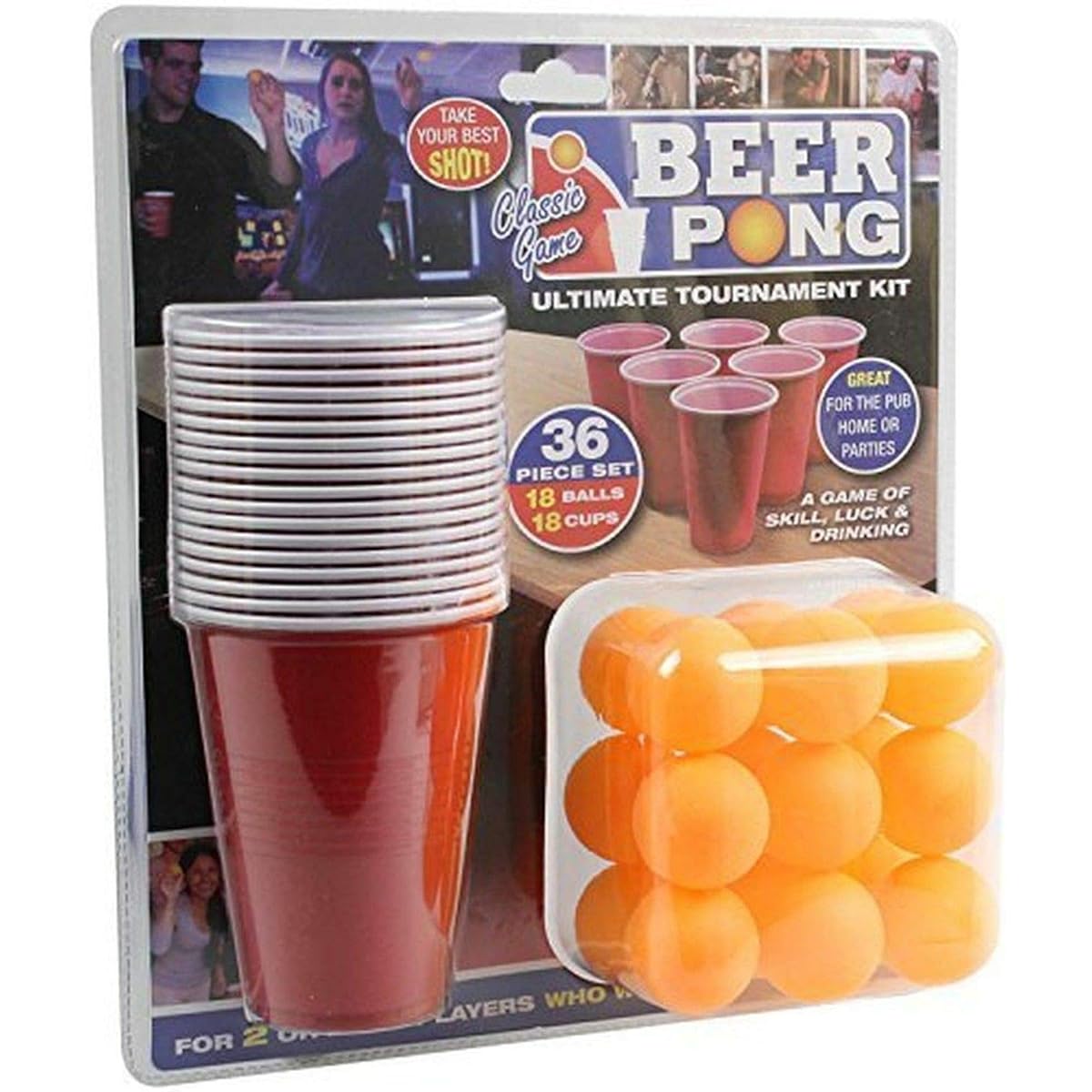PMS 619028 36PC Beer Pong Set, Double Layer Blister Card, Red
