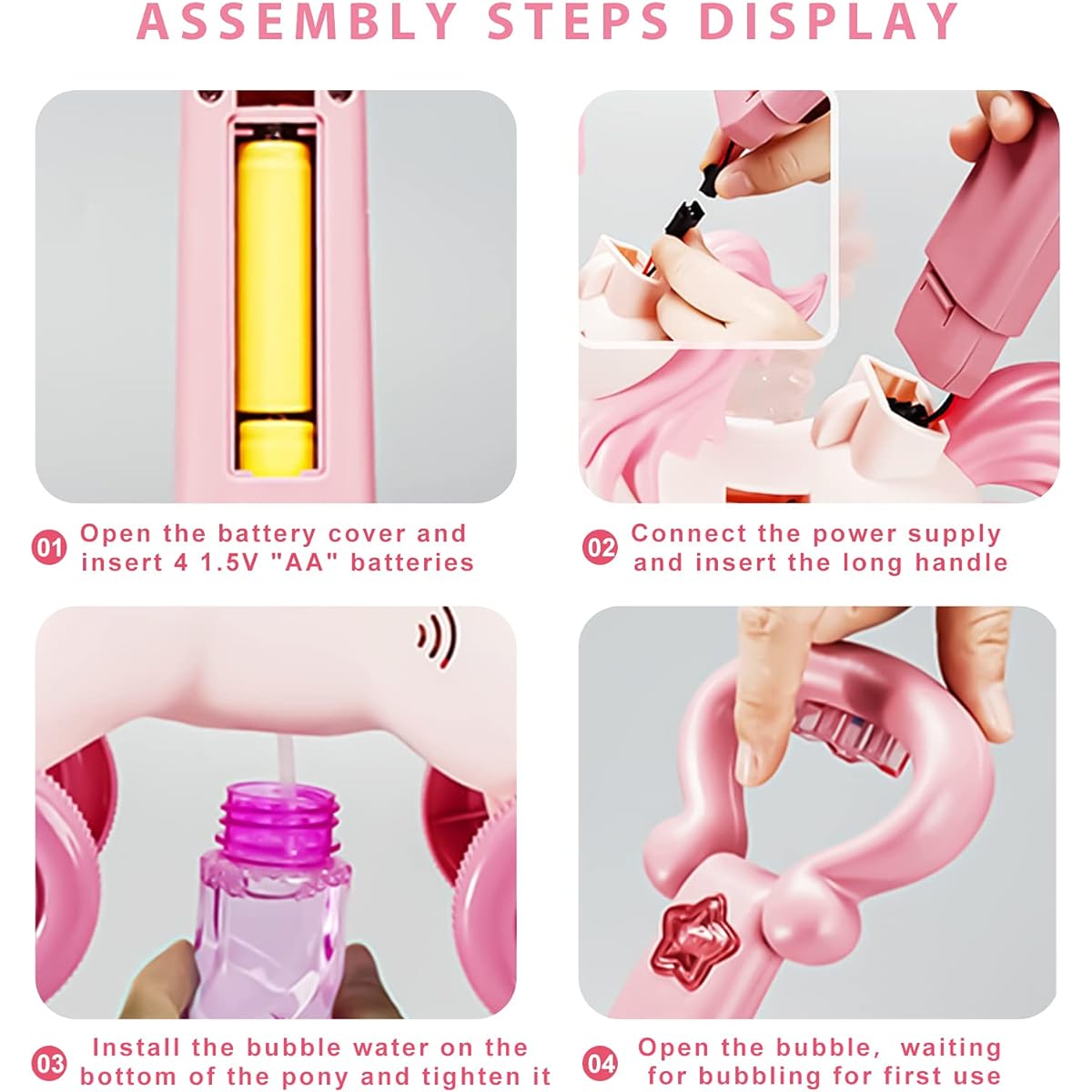 IGINOA Bubble Machine Blower Blaster Lawn Mower Maker Pink Toy Portable Handheld Automatic Electric Outdoor Summer Christmas Birthday Best Gift with Light for Girls Kids Toddlers 1 2 3 Years Old Unicorn