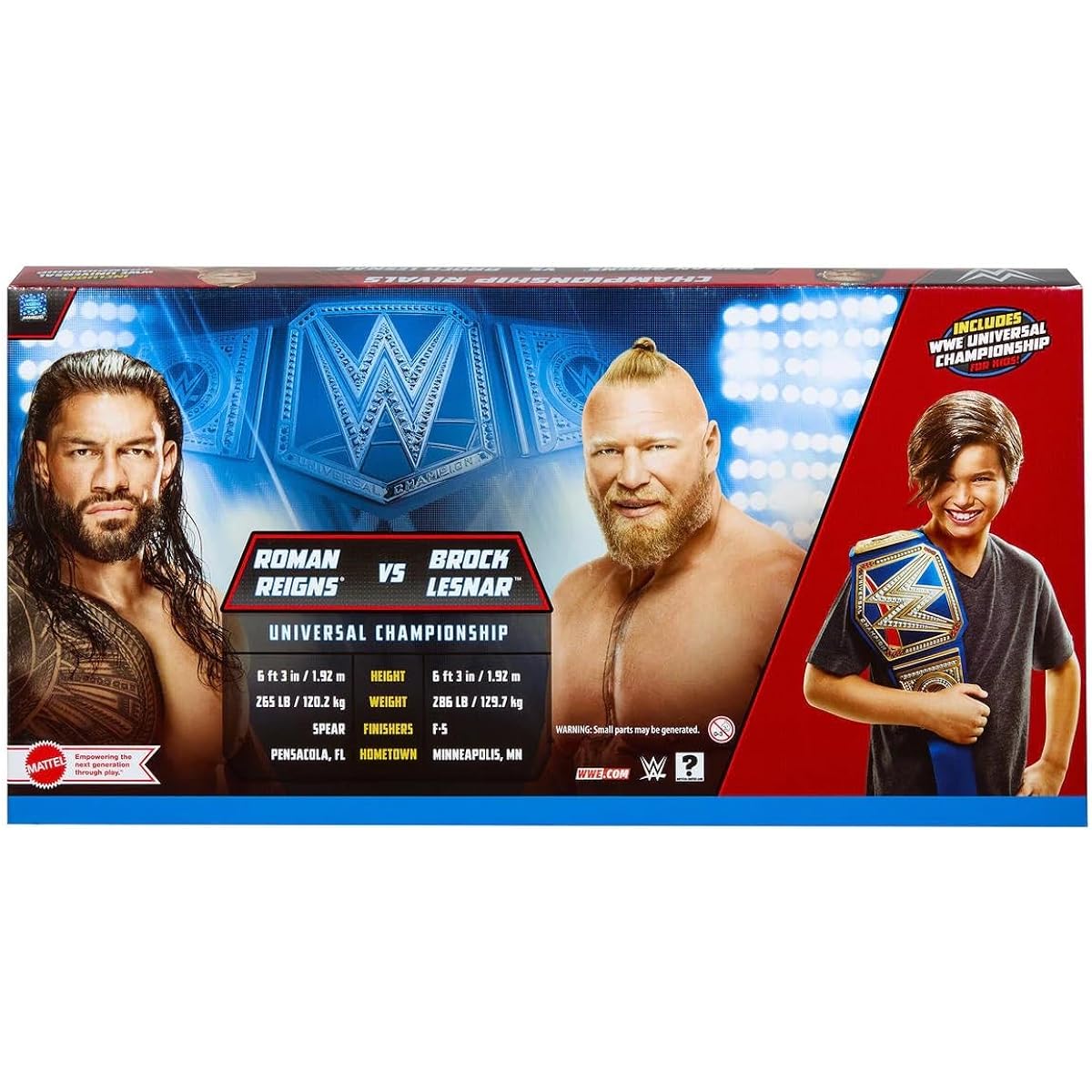 WWF/WWE Championship Rivals Roman Reigns vs. Brock Lesnar Action Figure Set Universal Championship Belt