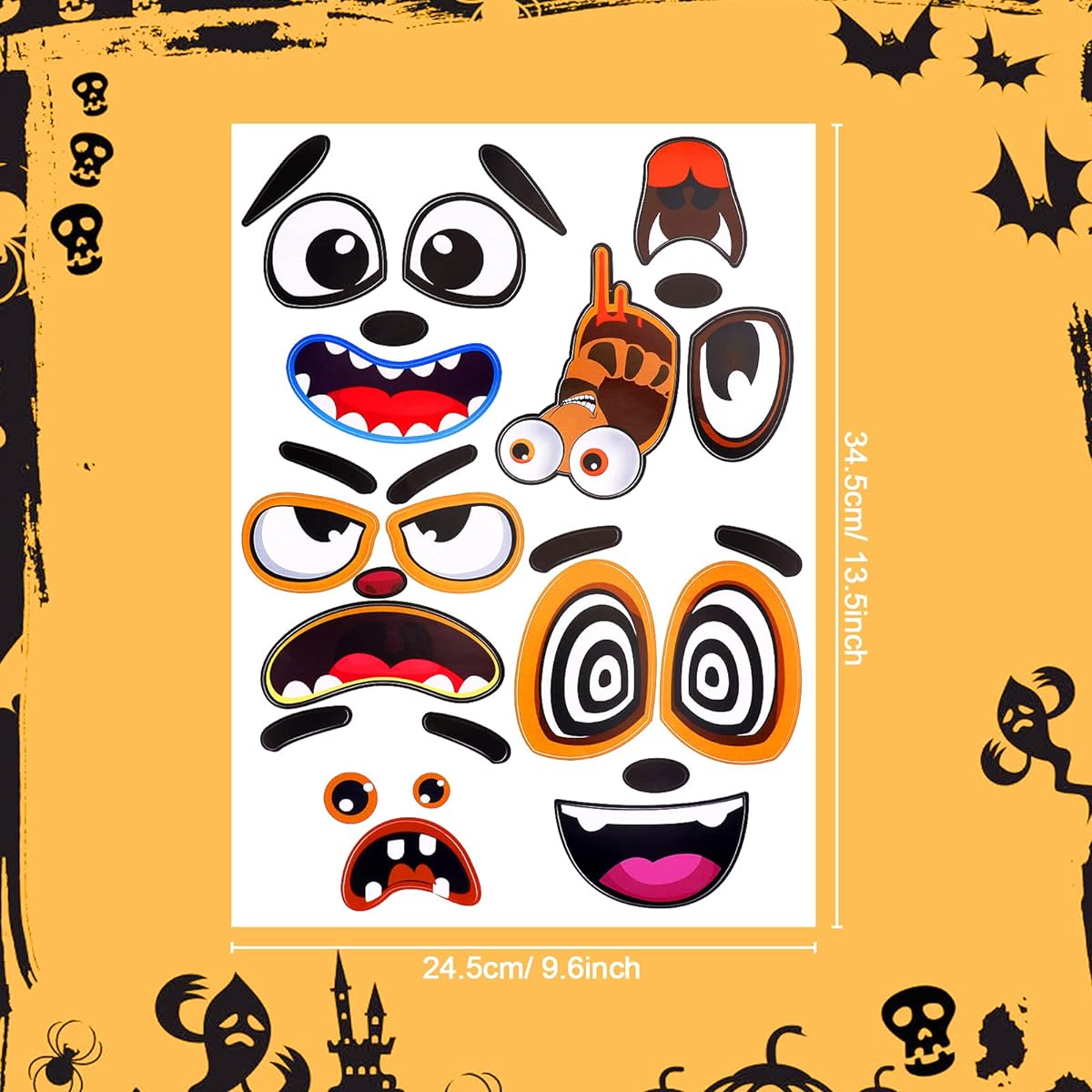 Konsait Halloween Pumpkin Decoration Kit, 16 Large Sheets 88 Pieces Pumpkin Decorating Stickers DIY Crafts for Kids Halloween Jack O'Lantern Bucket Gifts Trick or Treat Party Favors Games Supplies