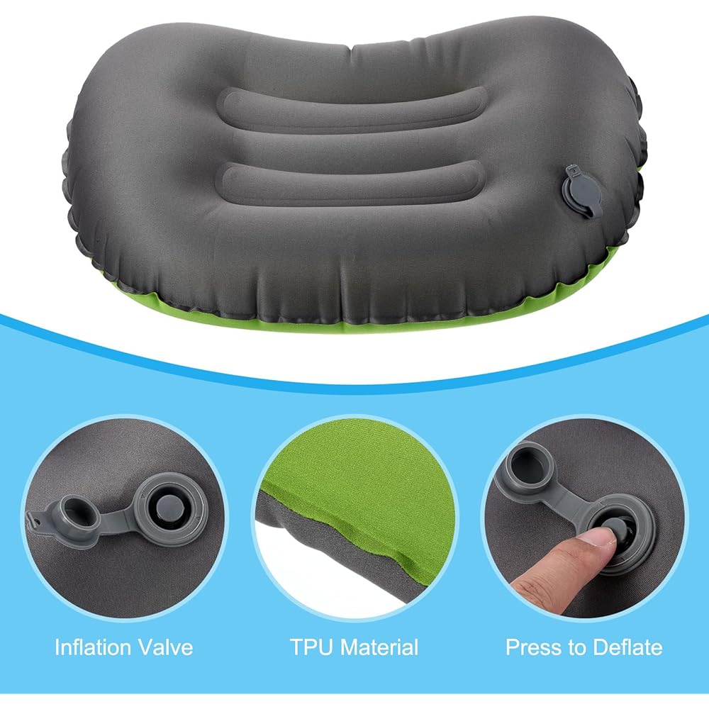 PATIKIL Inflatable Pillow Large 43 x 32 cm Ultralight Camping Travel Pillow Desk Rest Cushion Sleeping Pillow for Hiking Backpacking Office Green