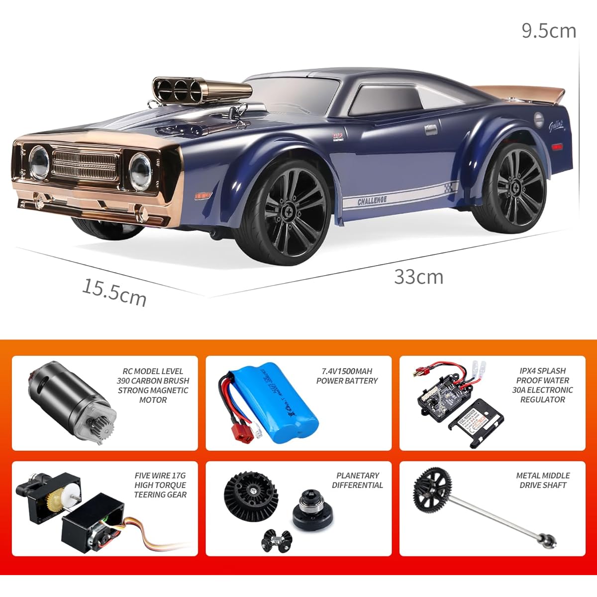 Limodgo Drift Stunt Remote Control Car, 1/16 RTR Muscle Car 35Km/h High Speed RC Drift Car for Adults 4X4 All Road Drift Truck Drift RC Car 7 Mode Angle Eye Light Drift Stunt Car