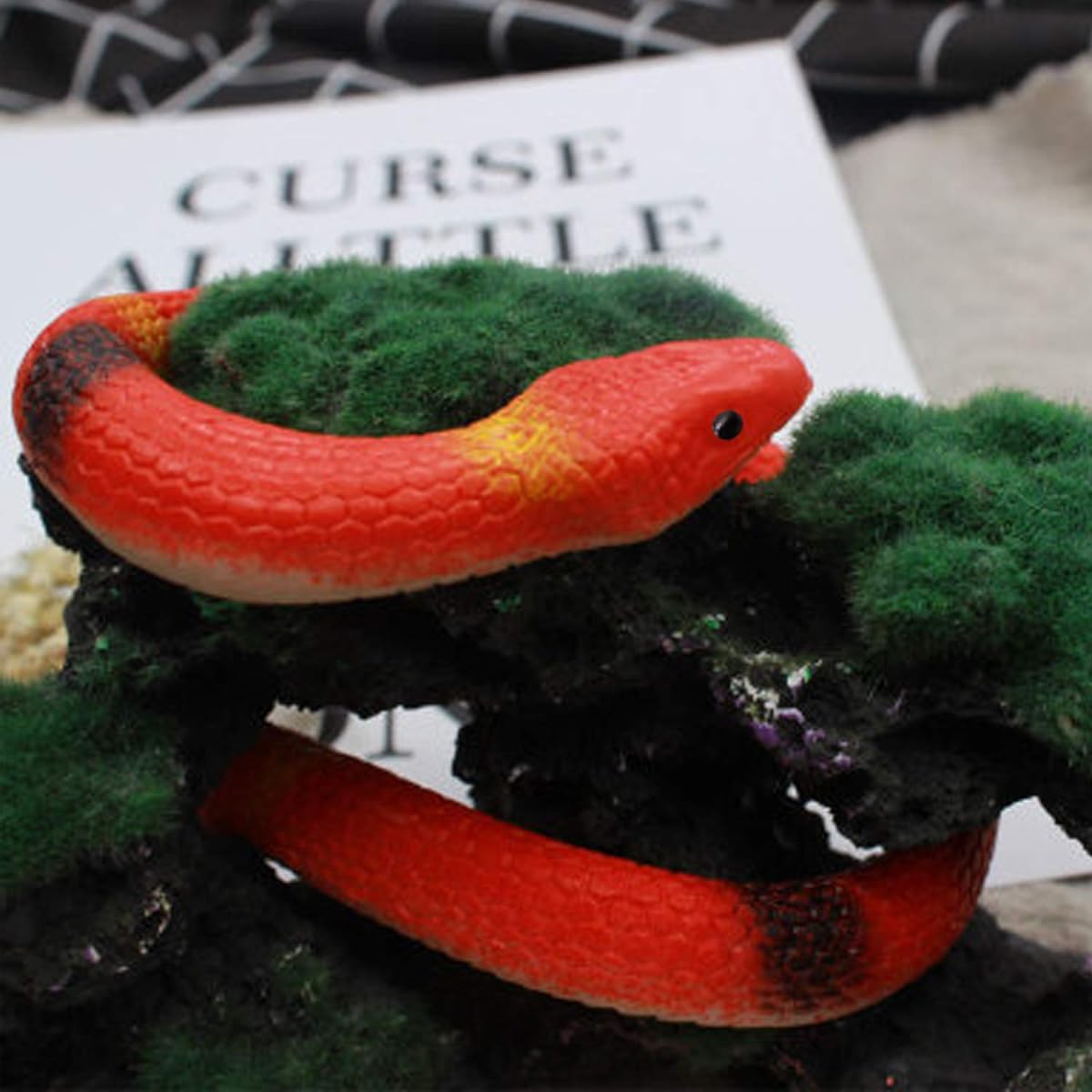Homdipoo Lifelike Rubber Toy Snake Black Fake Snake Real Naughty Stuff Cobra Snake 27" Long (Red)