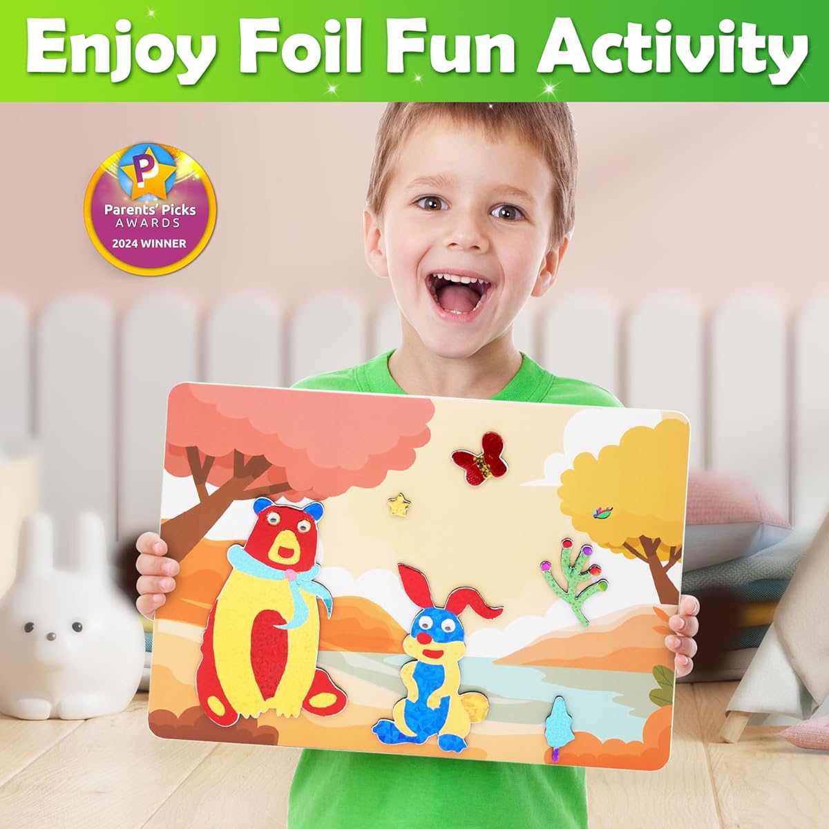 Foil Art Craft Dinosaur Toy: Foil Fun Animal Stickers Gift Arts & Crafts No Mess Art Supplies for Kids 4 5 6 7 8 9 Years Travel Toy Kids Activity Kit Party Favors Christmas Birthday Gift