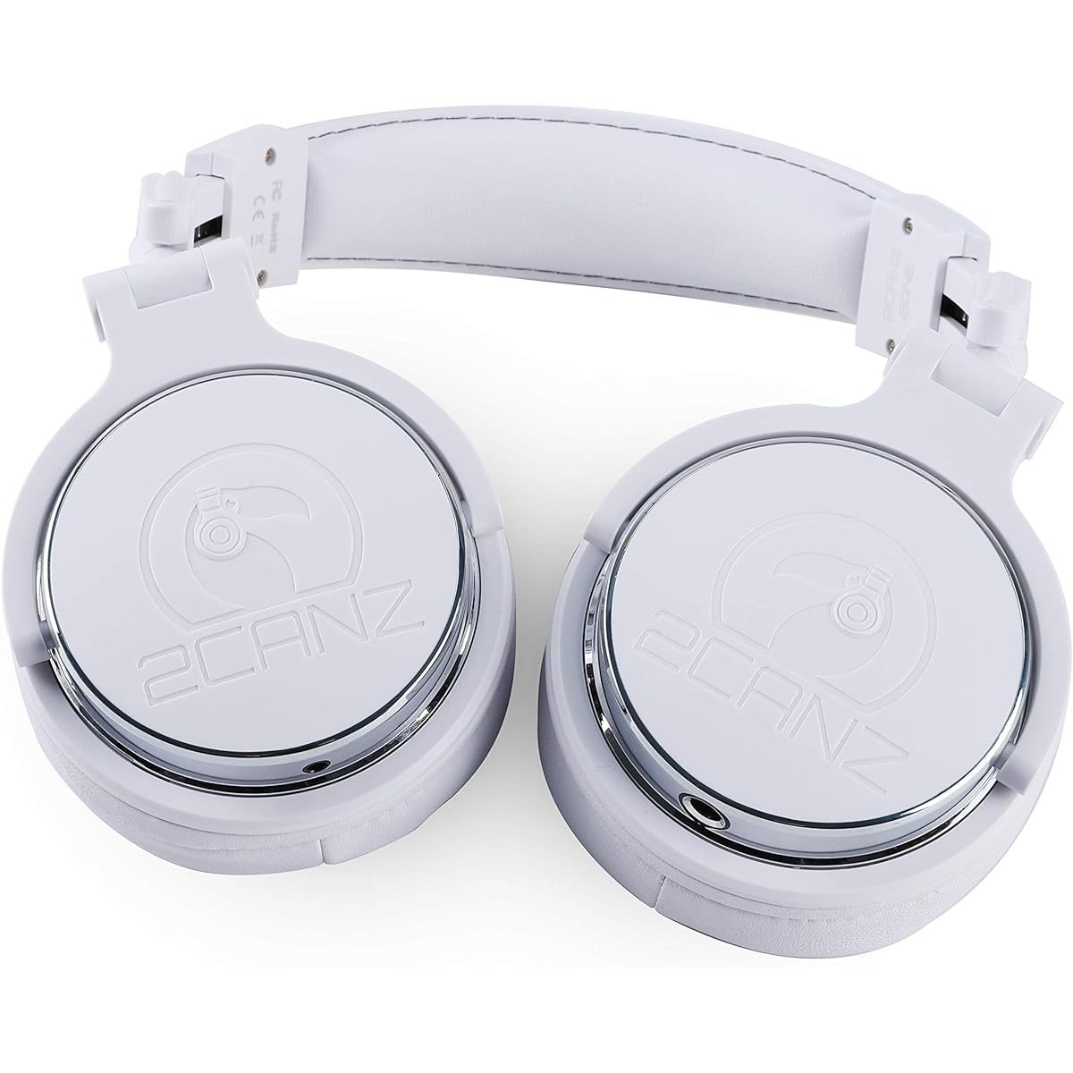 2CANZ Pro Matte White Over-Ear Professional Wired DJ Headphones - Closed Back Plush Ear Cushions Adjustable Ear Pads Foldable Joint Listening