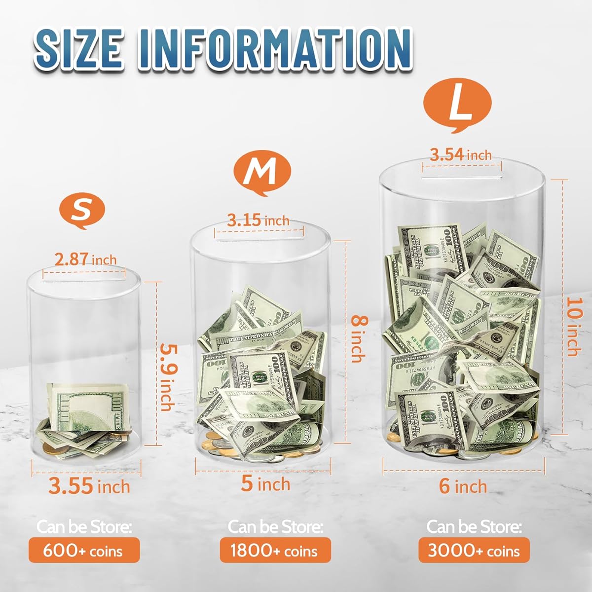 hizgo Adult Piggy Bank, Unopenable Piggy Bank, Transparent Piggy Bank, For Adults/Children