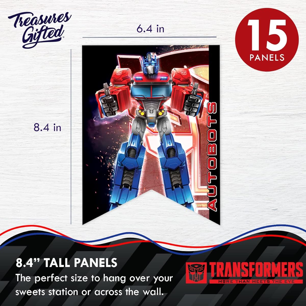 Treasures Gifted Transformers Birthday Banner 3-1 Transformers Banner & 2 Pennant Set Transformers Party Decorations Transformers Party Supplies Transformers Happy Birthday Banner Set
