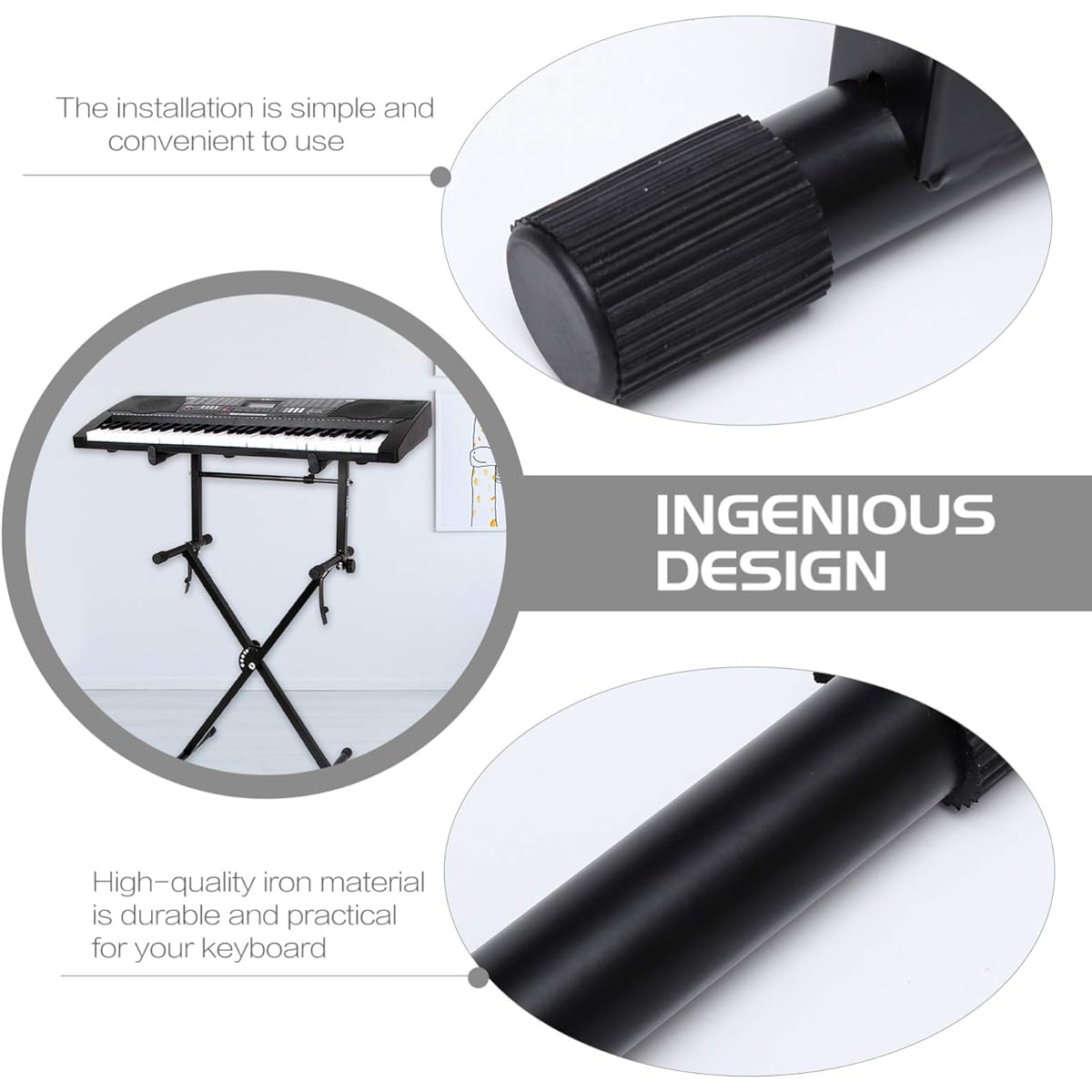 EXCEART Piano Keyboard Stand 1 Set Height Adjustable Electronic Keyboard Holder Electronic Piano Rack Practical Bracket