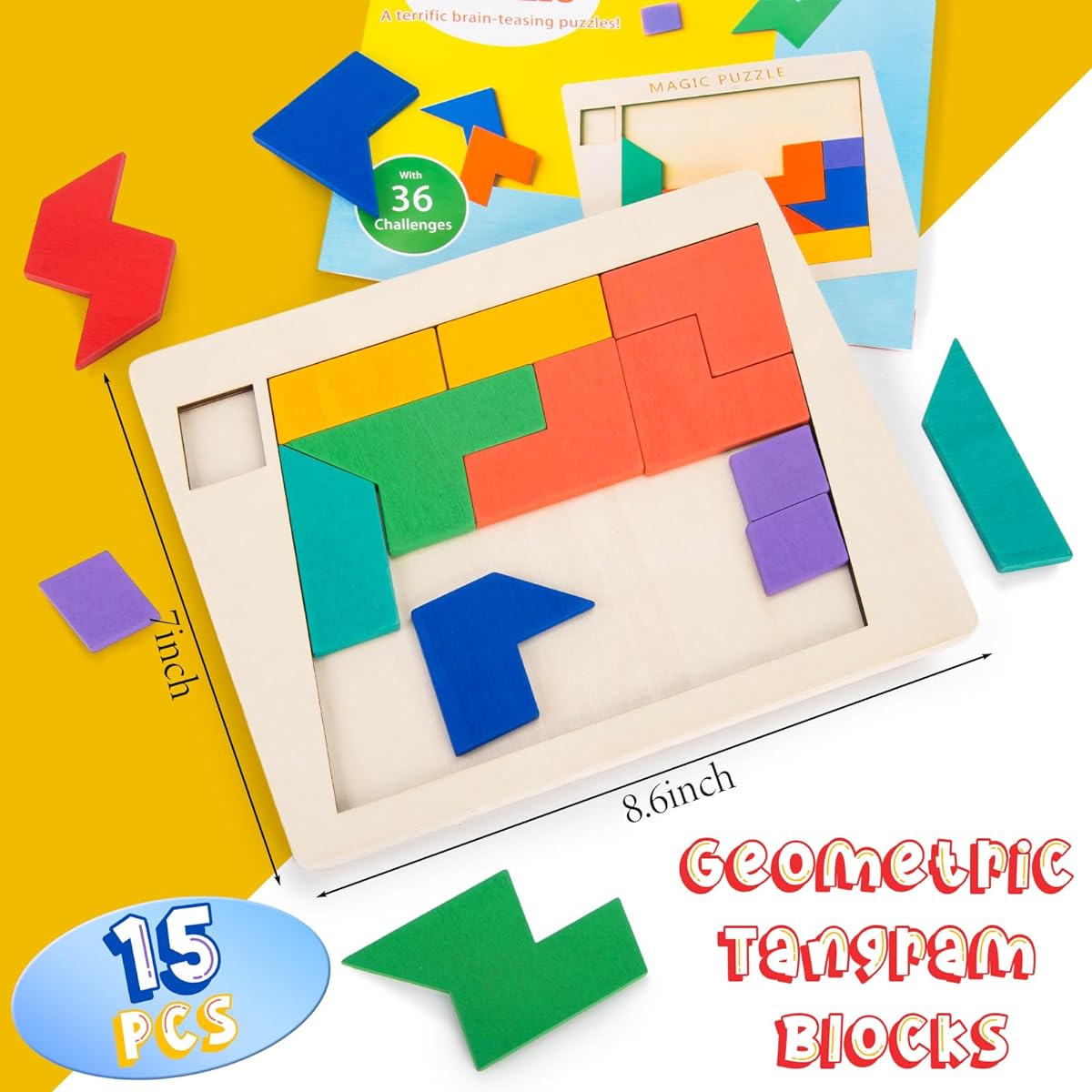 Shindel Wooden Puzzle Blocks 3D Russian Jigsaw Puzzle Colorful Geometric Logic IQ Game STEM Montessori Educational Gift A Challenge for All Ages