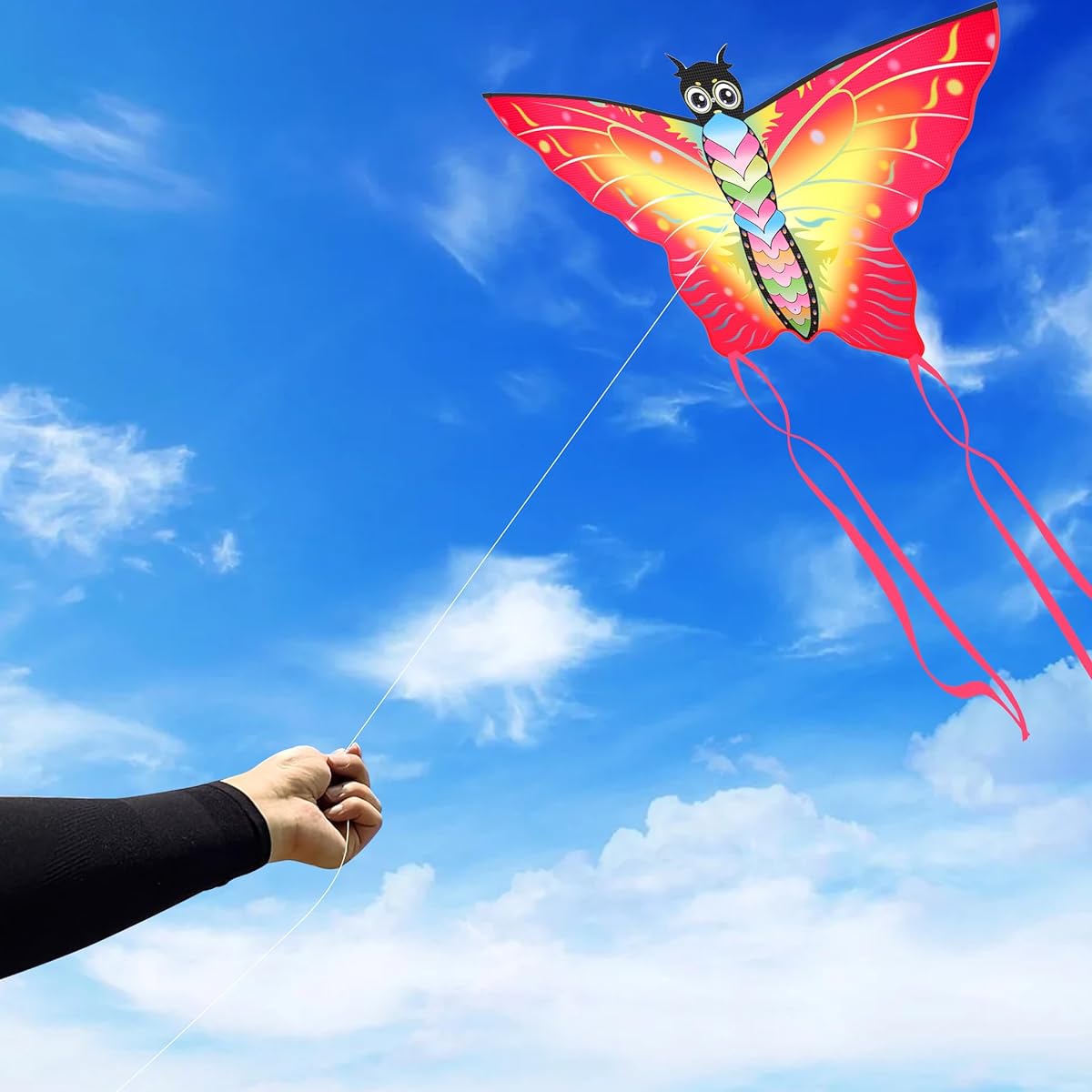 Crogift Large Kite, Large Kites 3 Pack, Colorful Delta Flying Kite, Red Octopus with Kite String, Ages 3+, Girls, Boys