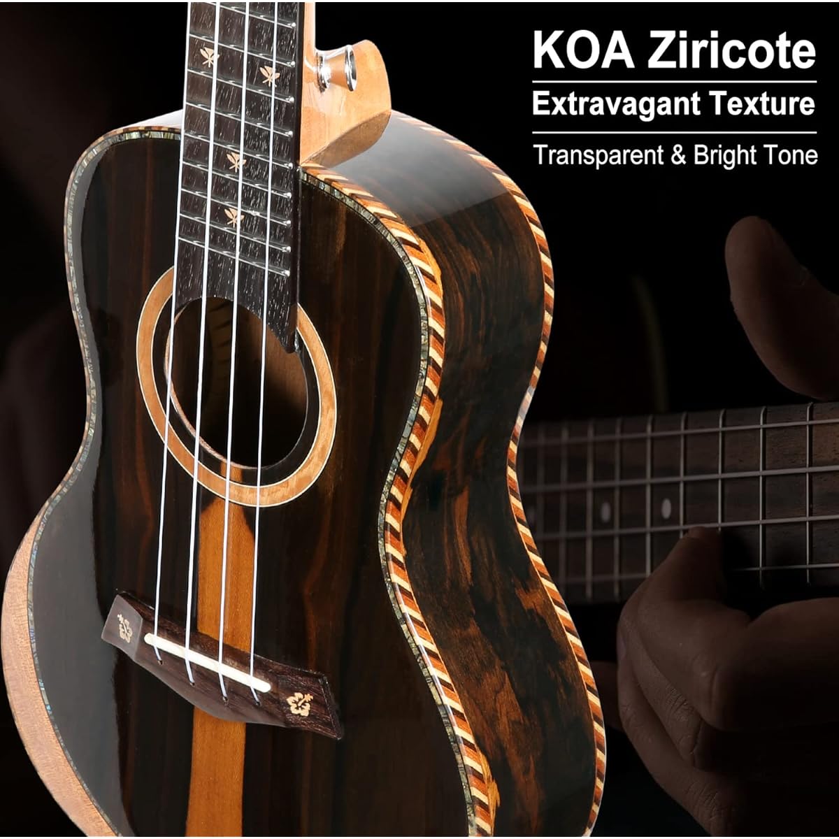 Hricane Concert Ukulele Jirikote 23 Inch Professional Hawaiian Ukulele Beginner Gig Bag Strap String Set