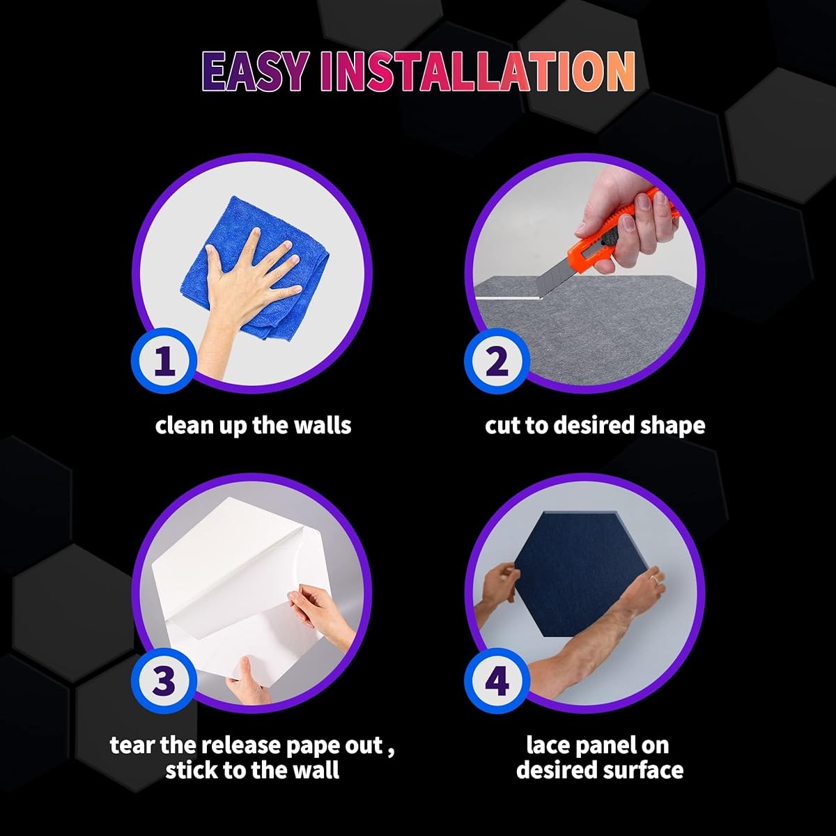 Mollywell High Density Hexagonal Acoustic Panels Soundproofing Foam Wall Panels Milky 8 Pack Milky White