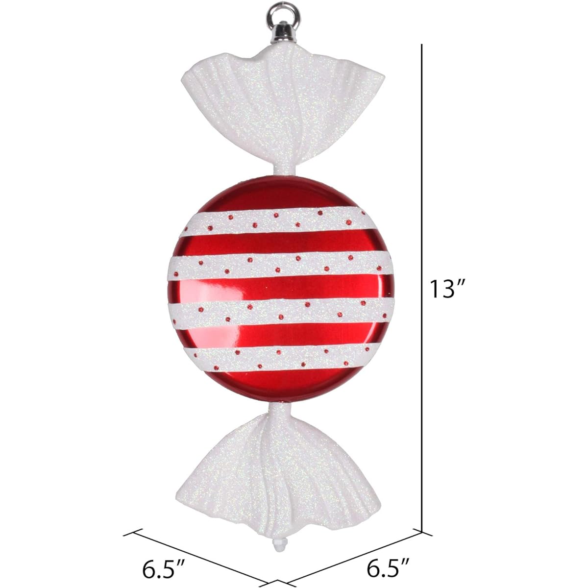 Vickerman Flat Plastic Candy Iridescent Glitter 13" Red M152803