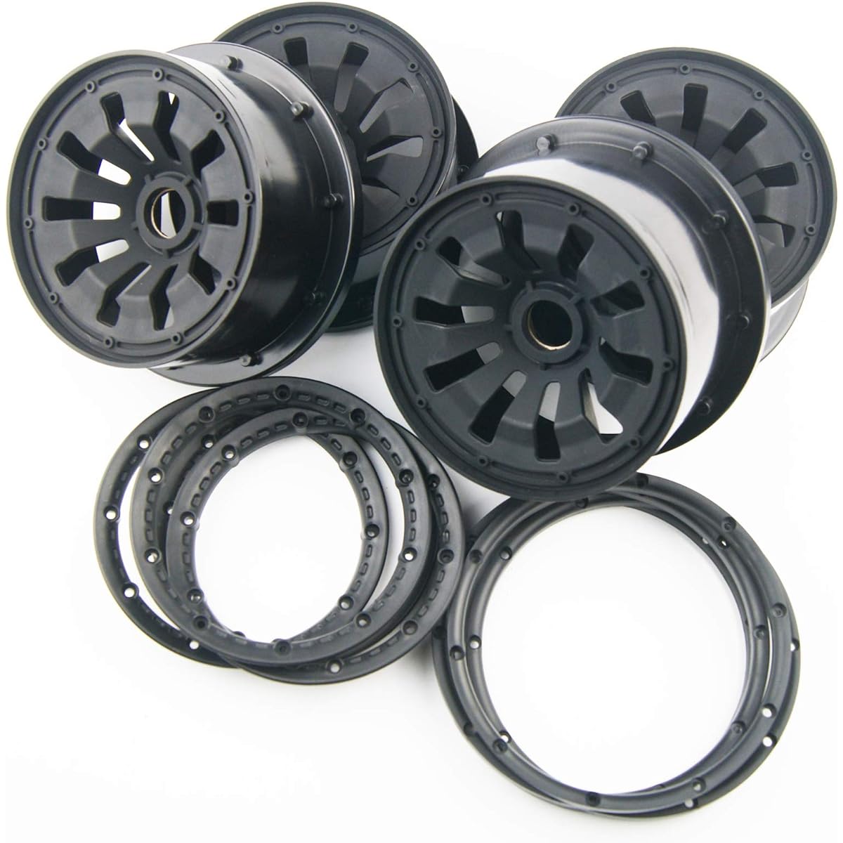 TITRACING Metal Hex Core Front Rear Wheel and Beadlock Rim for 1/5 HPI ROVAN KM BAJA 5B SS