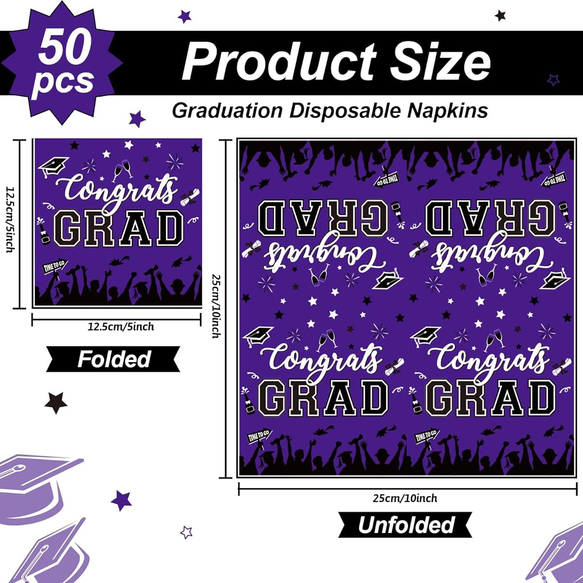 gisgfim Graduation Party Napkins 2023 Graduation Celebration Theme Napkins Graduation Party Luncheon Paper Napkins Disposable Graduation Party Table Supplies (Purple & Black 50 Pack)