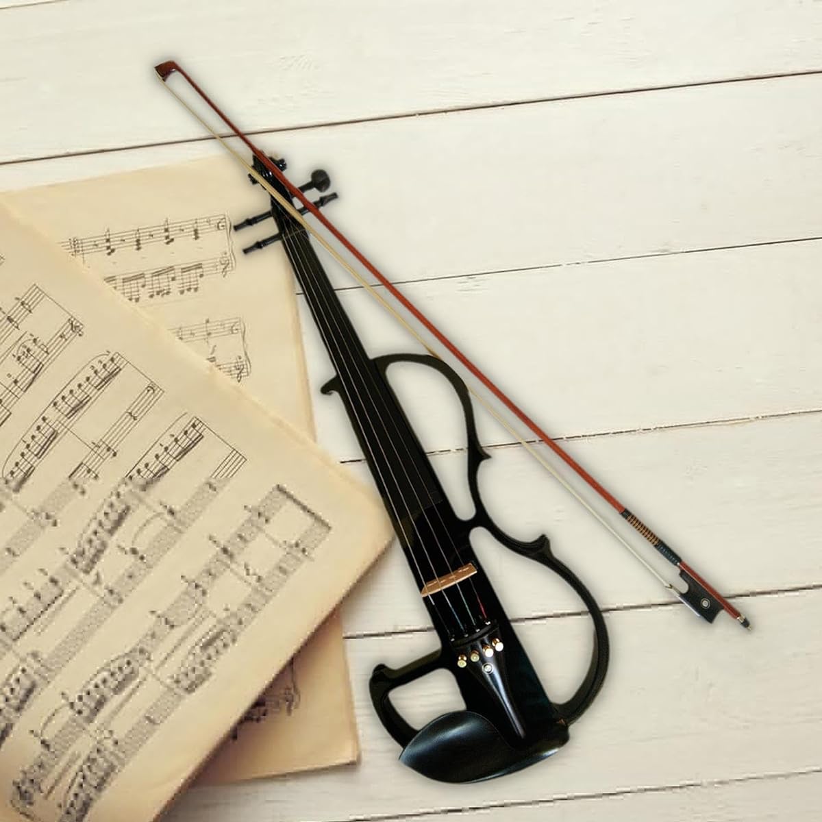 STARTIST Electric Violin Set with Carrying Case, Stringed Instrument, 4/4 Size, with Accessories, for Violin Enthusiasts and Performance Beginners, Black