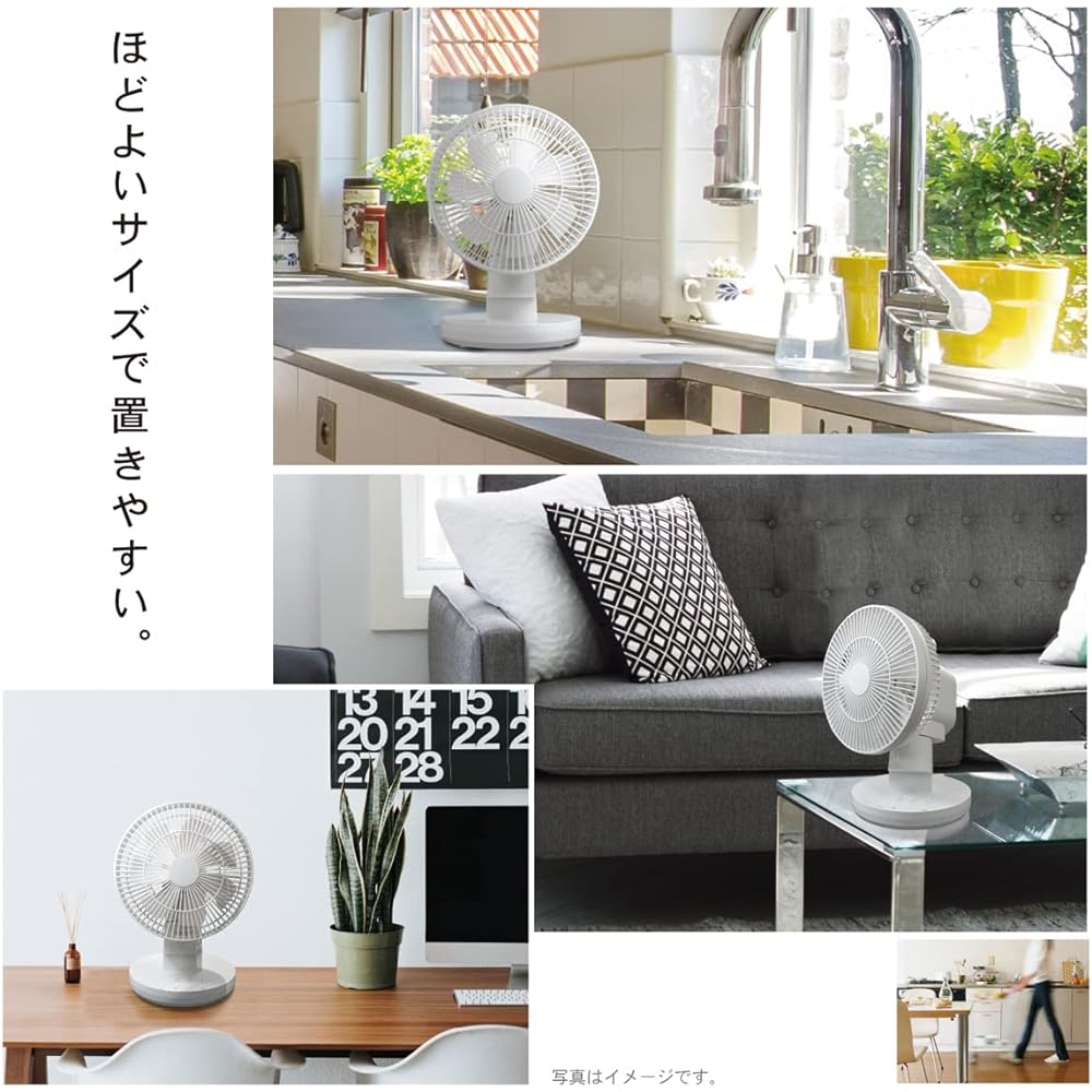 Topland SF-DKL150WT Tabletop Fan, 3D Oscillating DC Motor, Small Circulator, 4 Levels of Air Flow Adjustment, Comes with Off Timer, White