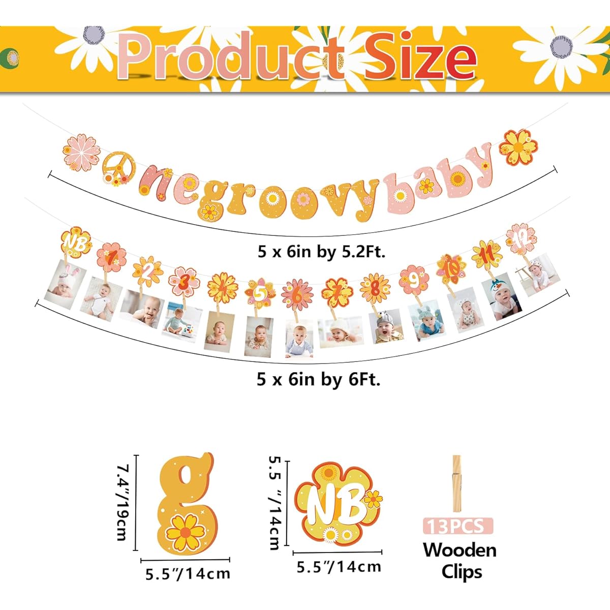 Hippie Groovy 1st Birthday Decorations, 1 Groovy Baby Banner, Retro Daisy Flower Monthly Photo Banner, Retro Hippie Groovy Decorations, Girl's First Birthday Party Supplies