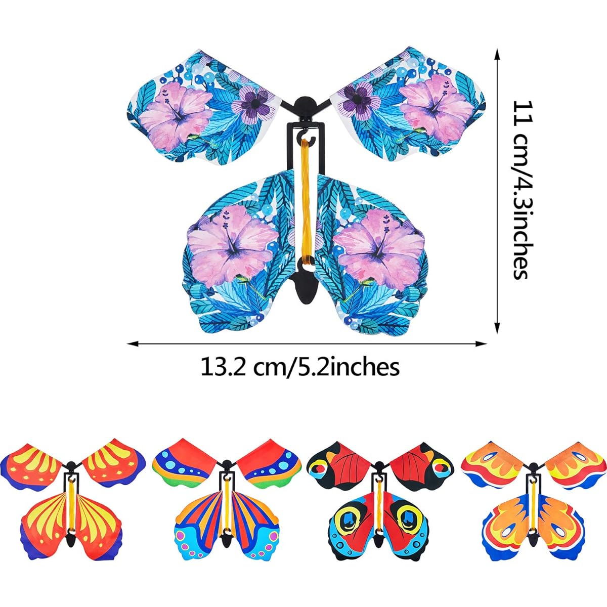 5 Pieces Magic Fairy Flying Butterfly Wind Up Butterfly Toy Flying Butterfly Decoration Surprise Wedding Birthday Gift