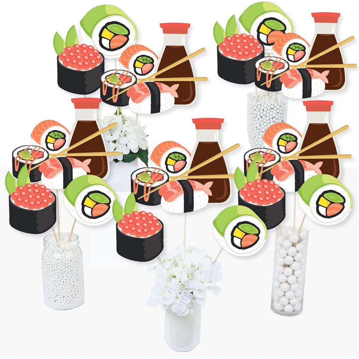 Let's Roll - Sushi - Japanese Party Centerpiece Sticks - Table Toppers - Set of 15