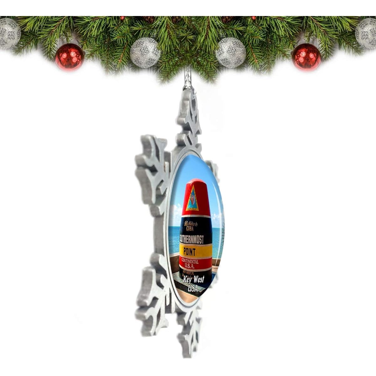 Umsufa USA America Southern Point Key West Christmas Ornament Tree Decoration Crystal Metal Souvenir Gift