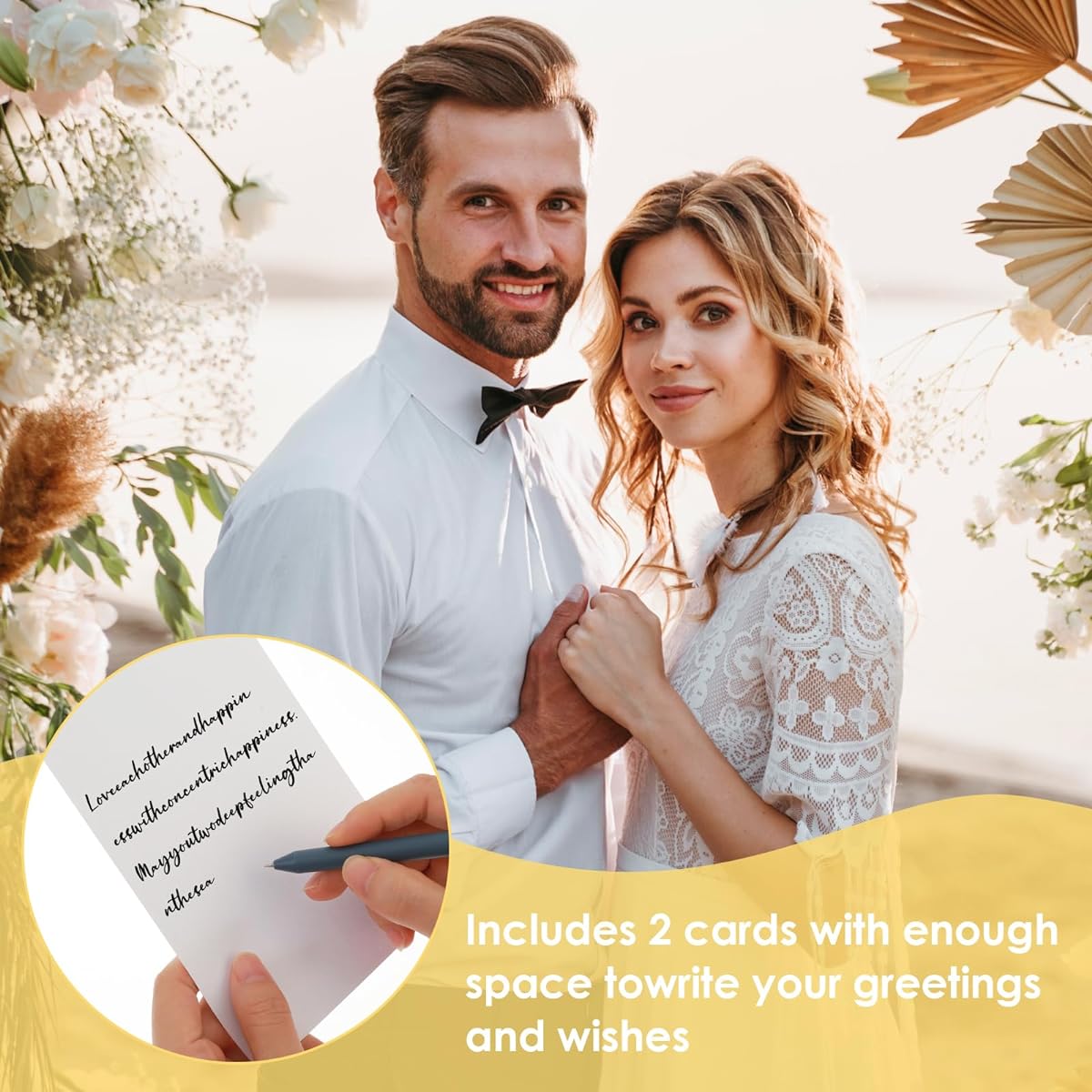 Amabro 3D Pop Up Wedding Cards 2 Pieces Wedding Envelope Greeting Card Wedding Congratulations Gift Card Newlyweds Couple Valentine Anniversary Engagement Christmas (Gold)