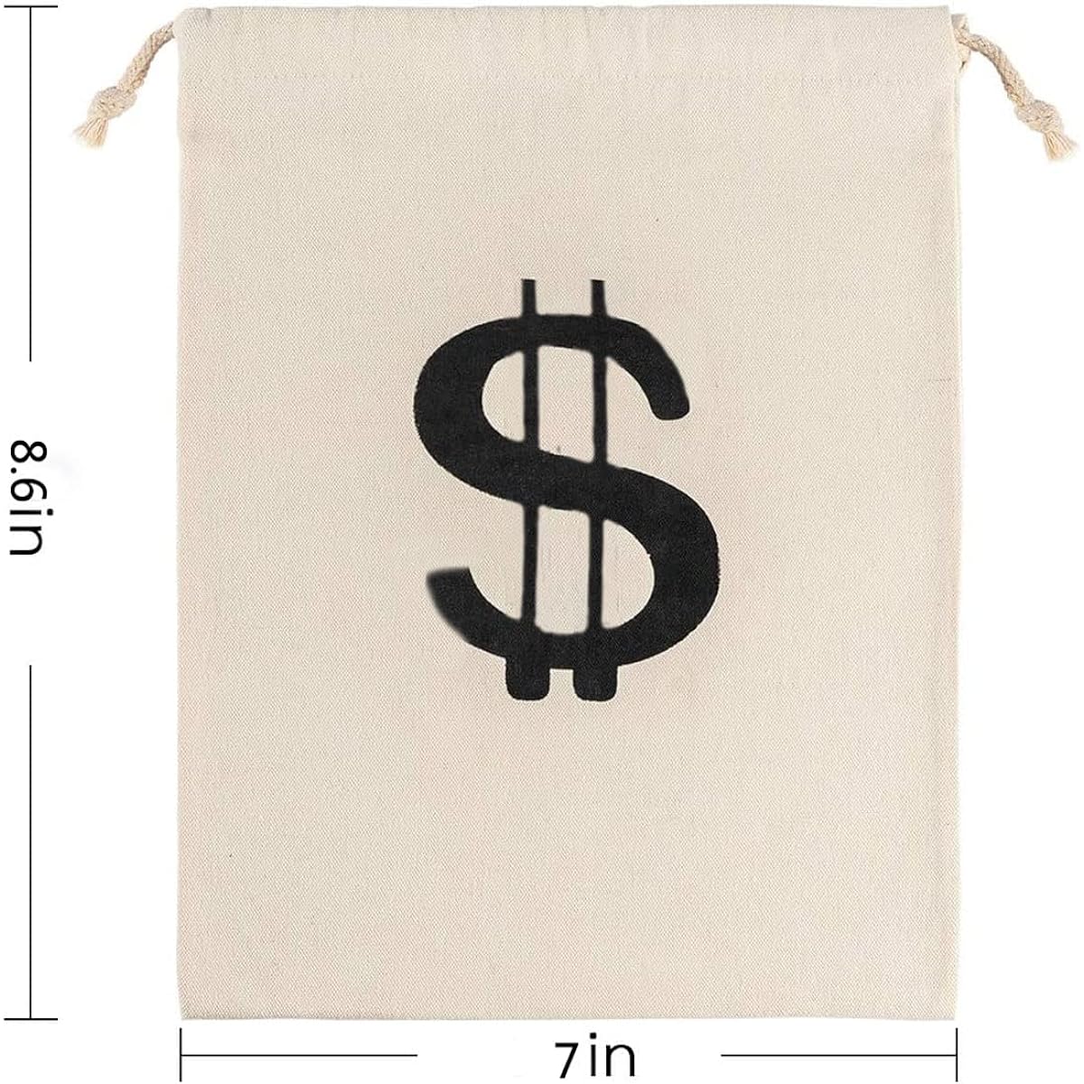 Ezsskj Money Bag Pouch with Drawstring Canvas Cloth Dollar Sign Carry Sack Toy Party Favors Bank Robbery Pirate Cowboy Cosplay Theme Party