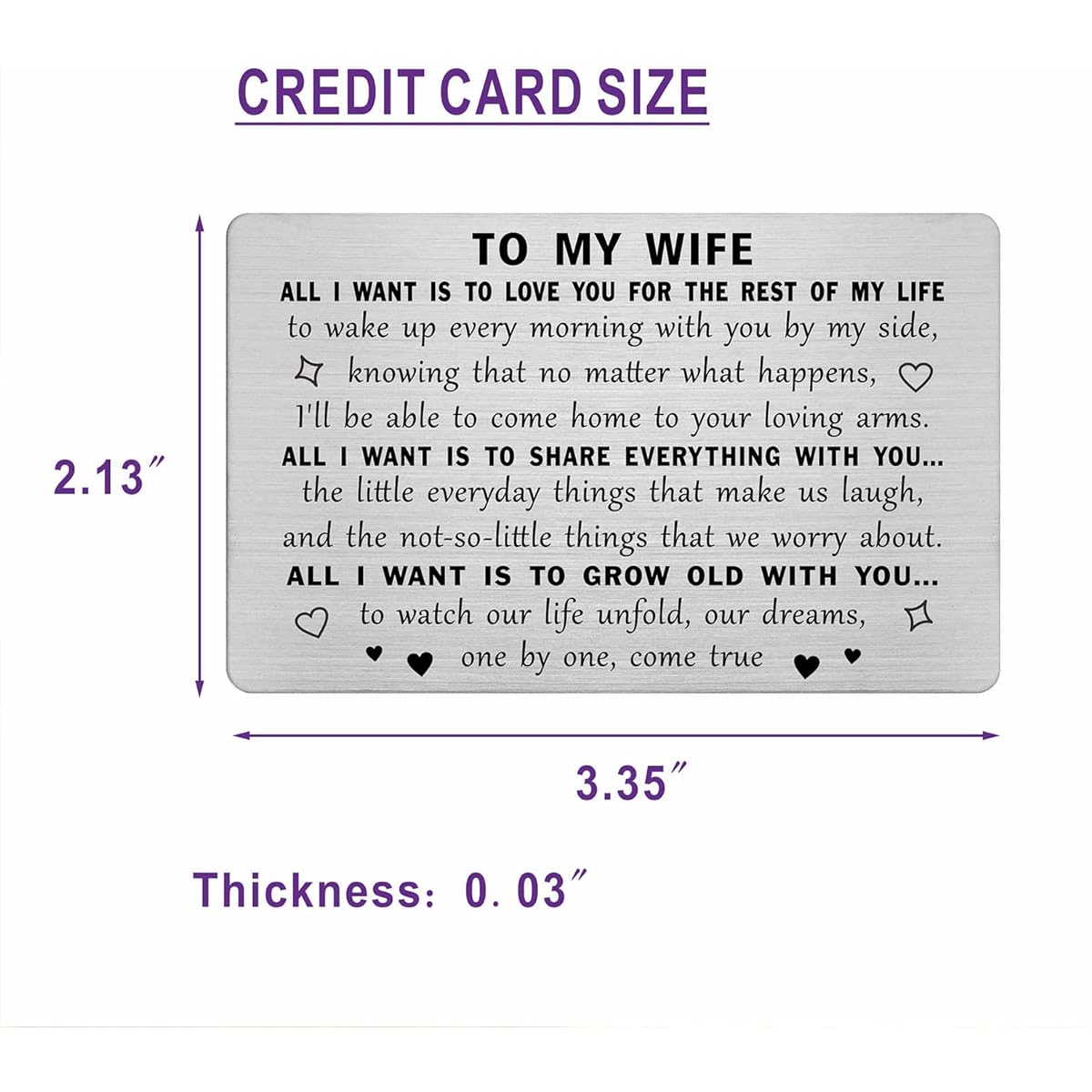 Metal Engraved Gift Love for Wife You for The Rest of My Life Wedding Anniversary Card Valentine Gift for Her Birthday Christmas Gift for Wife