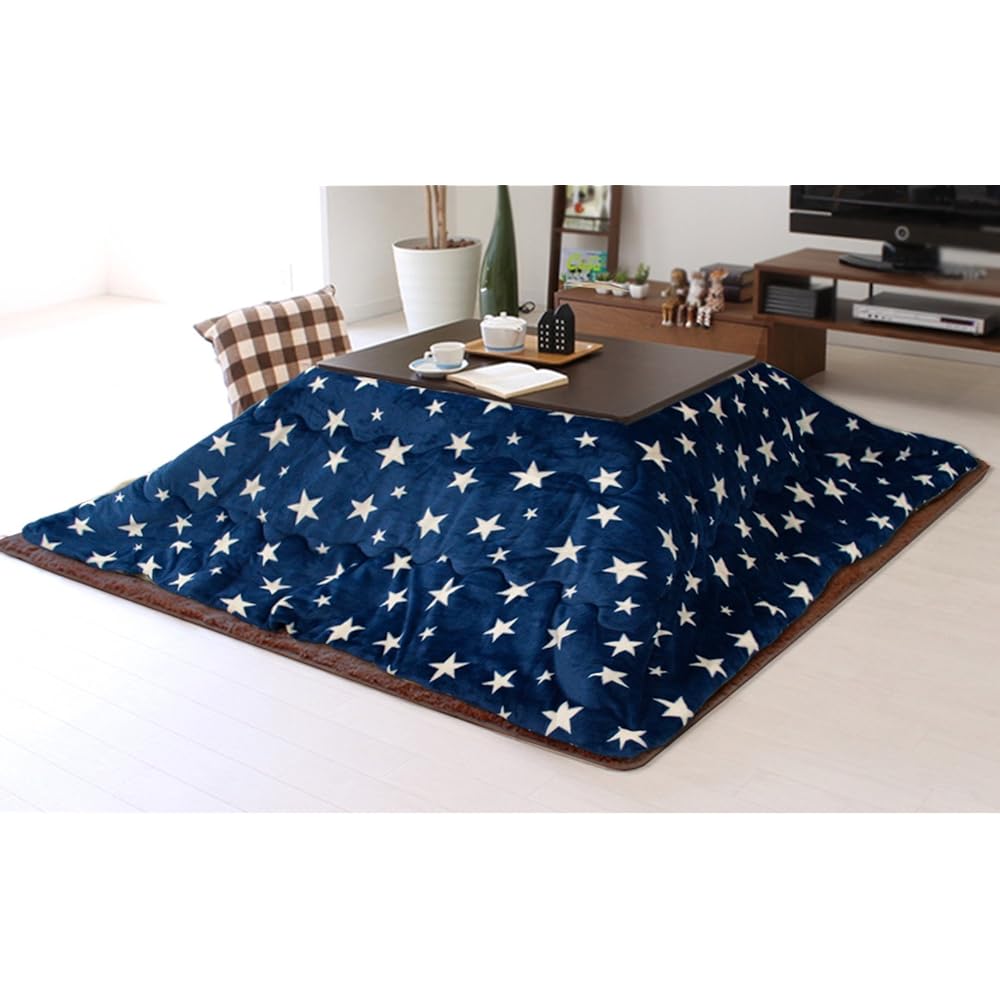 Arie (Arie) Smooth Kotatsu Futon Rectangular Star 190 x 240 cm Navy