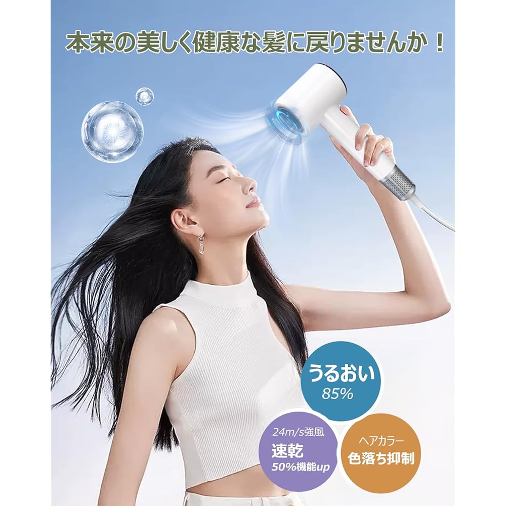STSEETOP Newly Developed High Speed Dryer, Large Airflow, Quick Drying, Hair Dryer, 200 Million Negative Ions, 1300 W, Nanocare, Constant Temperature Hair Care, Silent, Brushless Motor, High Speed