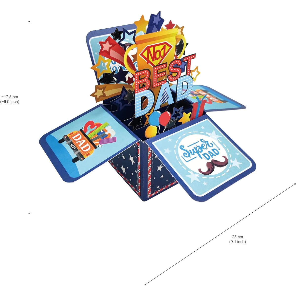Pop Up Cards - Best Dad Ever 3D Greeting Pop Up Cards Father's Day Celebration Cards - Birthday Cards for Men - Top Dad Birthday Cards