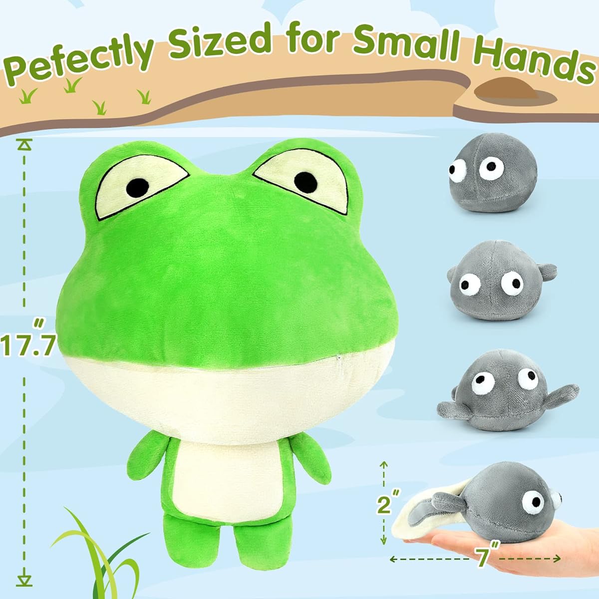 Tezituor Stuffed Animals Frog Plush Toy 18 Inch Cute Frog Stuffed Animals Mommy Frog Stuffed Animal with 4 Baby Stuffed Animals Mommy and Baby Stuffed Animals for Kids Boys Girls