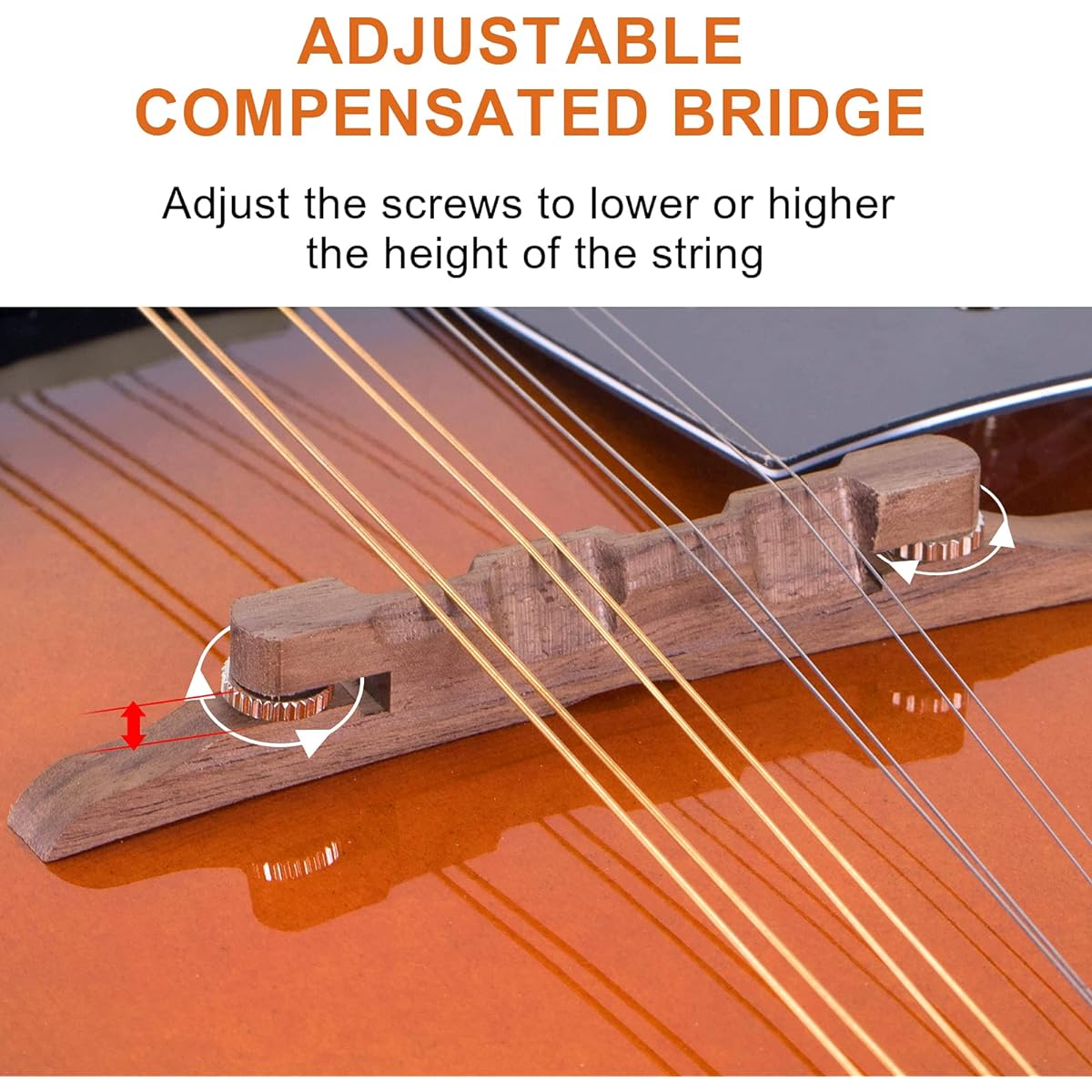 Kmise Mandolin A Style Mandolin Instrument 8 String Spruce with Musical Instrument Tuner Strings Gig Bag Strap Pick for Adults Beginners