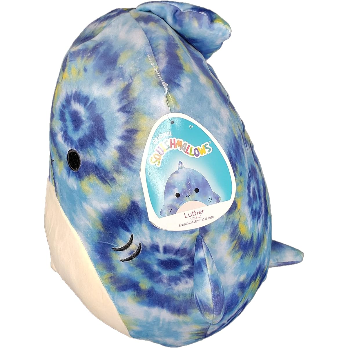 SQUISHMALLOW KellyToys - 8" (20cm) - Blue Tie-Dye Shark - Super Soft Plush Animal Pillow Pal