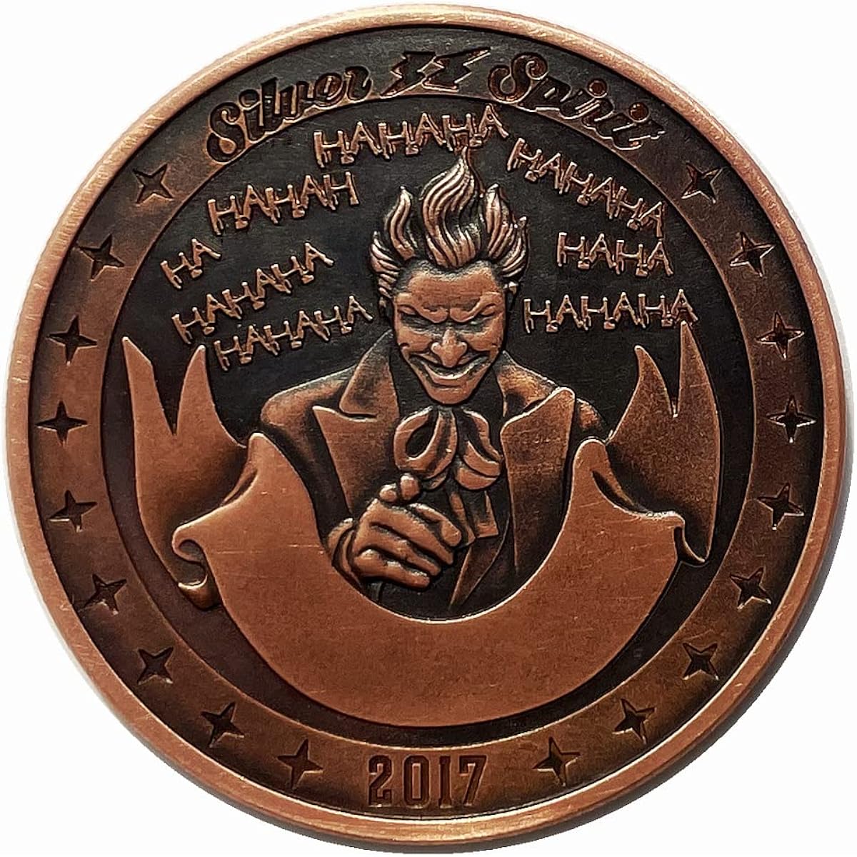 The Joker Smiling Face Red Copper Sophisticated Antique Collection Poker Lucky Challenge Coin