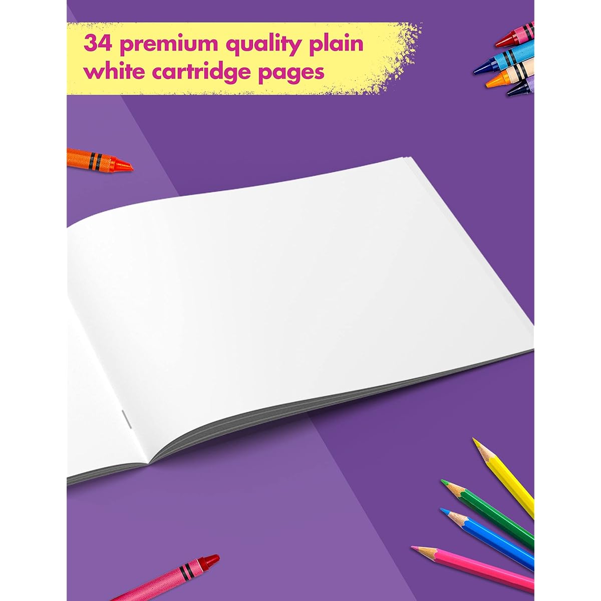 A3 Drawing Book for Kids | Coloring and Sketchbook | 34 White Plain Pages | Watercolor Drawing Book for Kids | 42 x 11.7 Inch | 100 GSM Drawing Book | Pack of 6