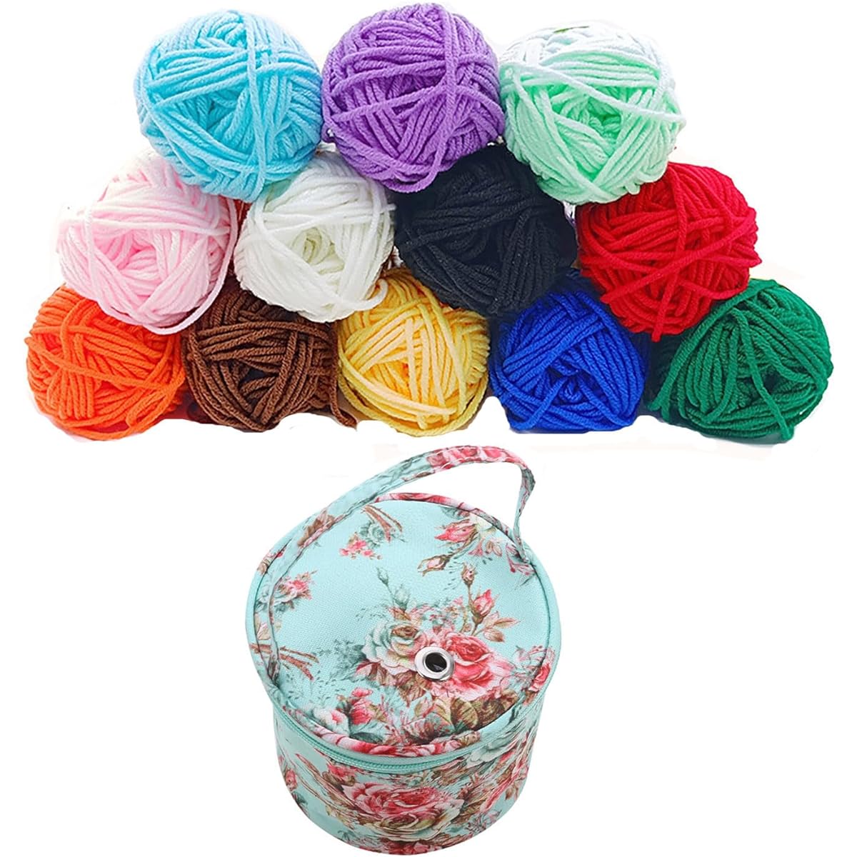 Crochet kit for beginners 12 colors acrylic thread set (12 colors thread + tools)