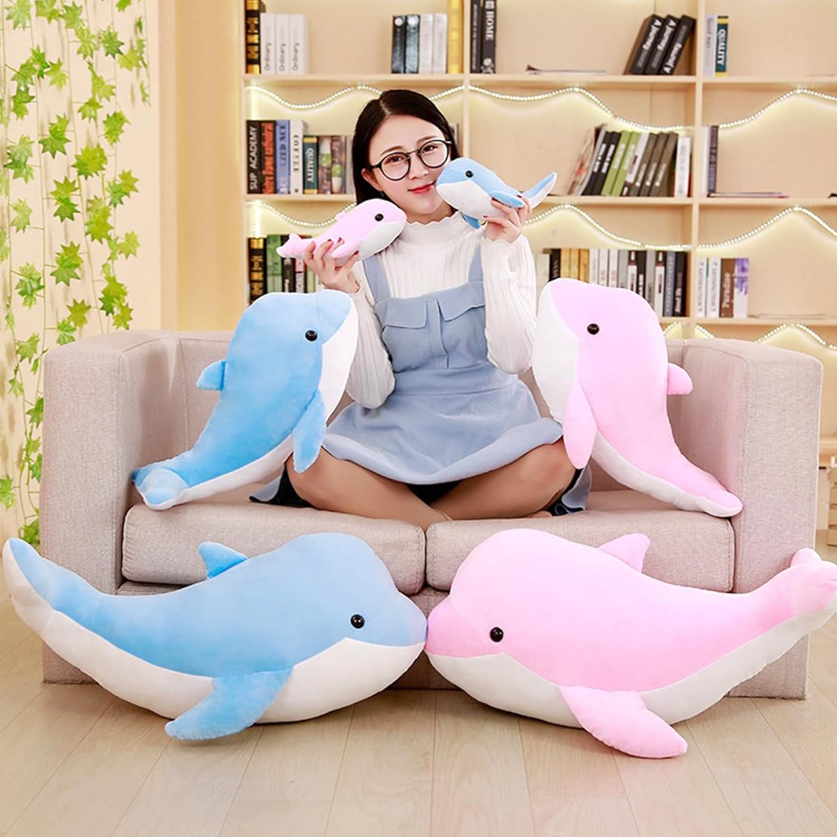 LVPU Dolphin Plush Pillow Super Soft Sea Animal Stuffed Toy Doll Stuffed Animal Gift for Kids Sea Creatures (Sky Blue-10.5 Inch)