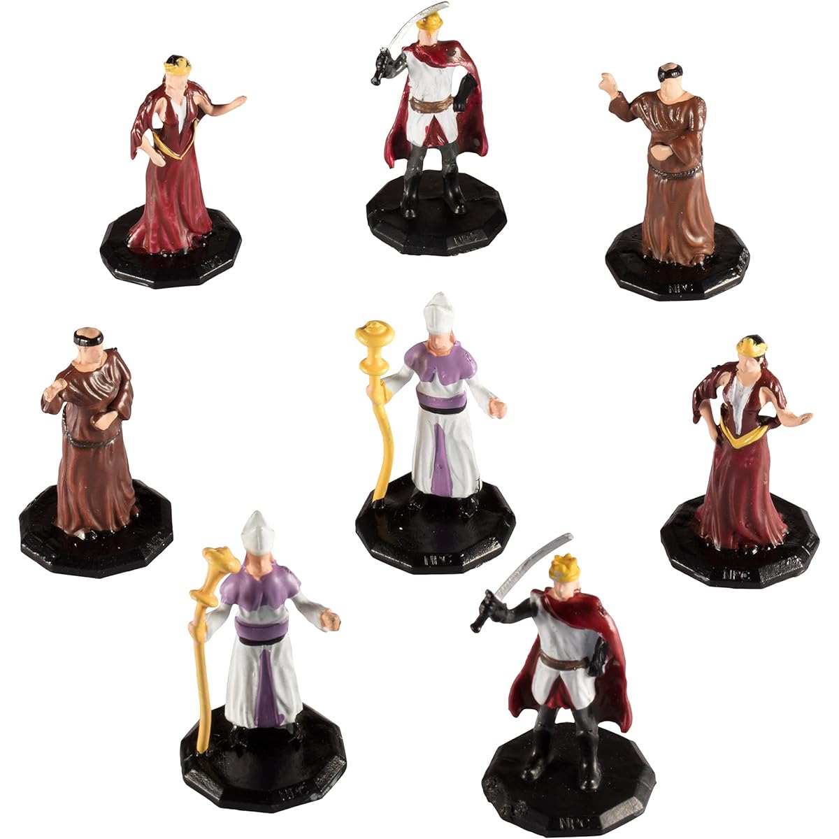 Townsfolk Mini Fantasy Figures - Nobility Class - 8 Piece Hand-Painted Non-Player Character NPC Miniatures - 1" Hex Size Compatible with DND Dungeons and Dragons, Pathfinder and All RPG Tabletop Games
