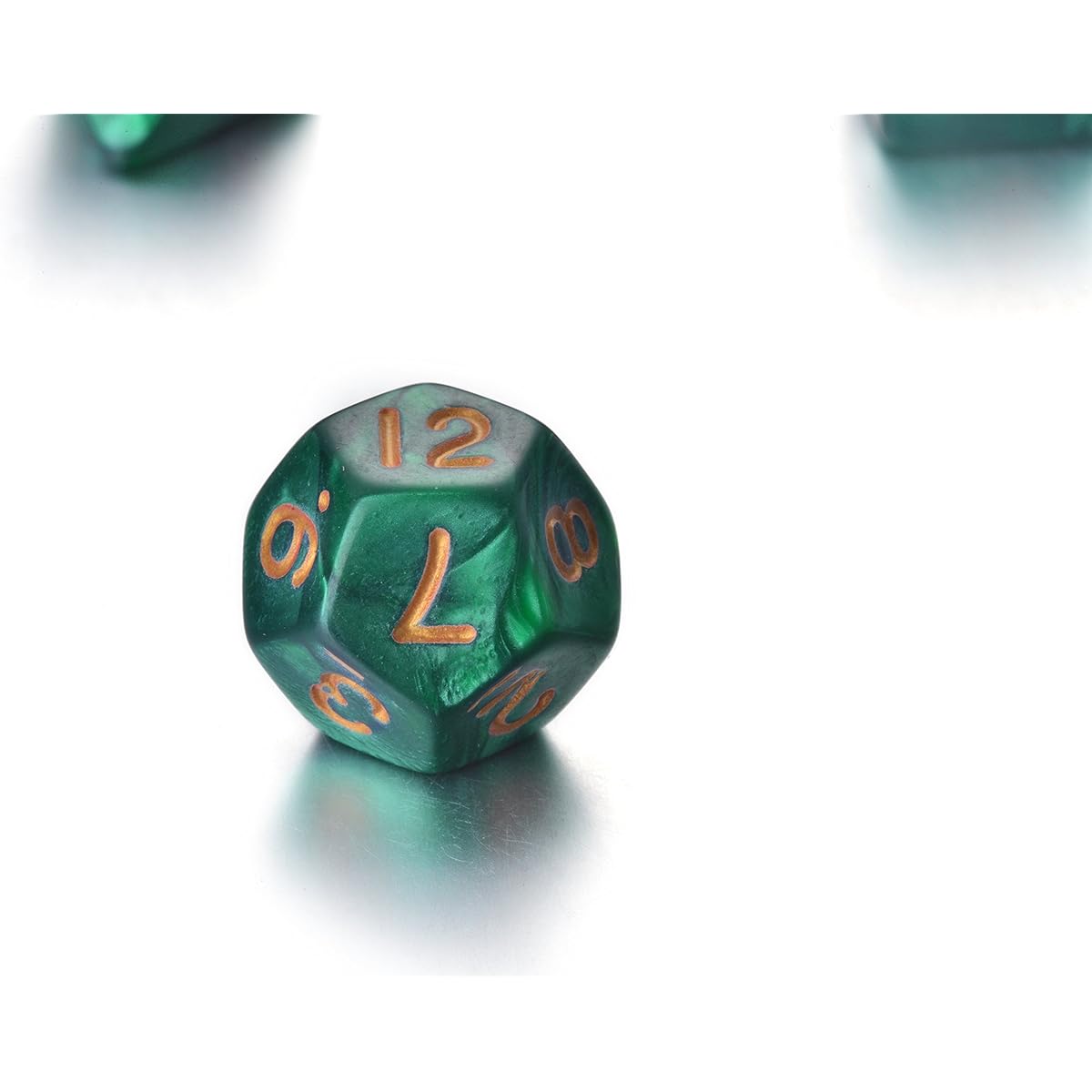 REINDEAR 7 Die Polyhedral Role Playing Game Dice Set with Velvet Pouch (Smokey Dark Green)