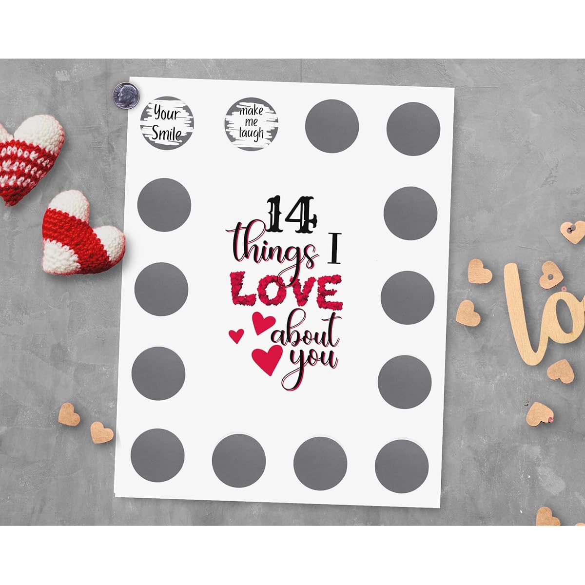 14 Things I Love About You Scratch Off Valentine's Day Advent Calendar Custom Gifts for Kids Fun Valentine's Day for Her Husband Wife Girlfriend Boyfriend