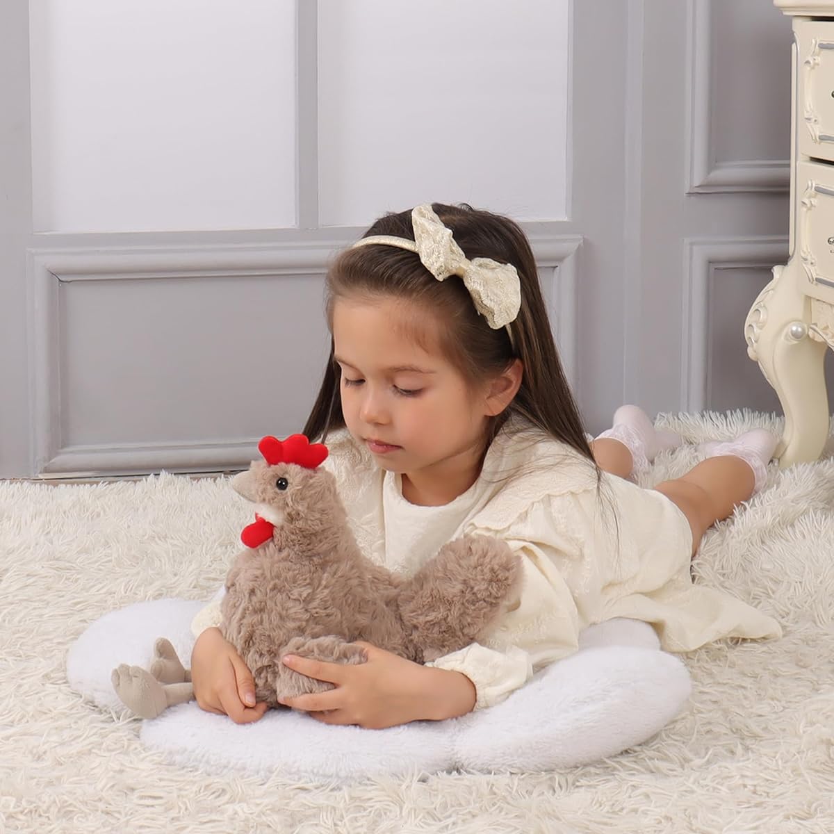 Apricot Ram Toys Stuffed Animal Grey Rooster Plush Soft Cuddly Great for Kids (Grey Rooster, 12 inch)