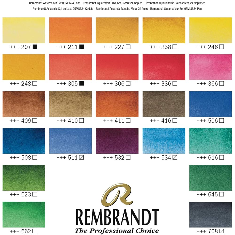 Talence Rembrandt transparent watercolor 24 color set T0583-8625