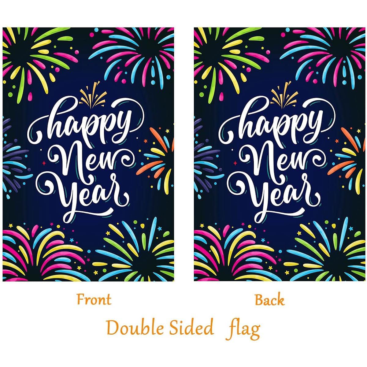 New Year Flag Happy New Year Garden Flag with 2 Grommets 28x40 Inch Double Sided Printing 2 Layer Burlap Season Fireworks Flag New Year Decoration