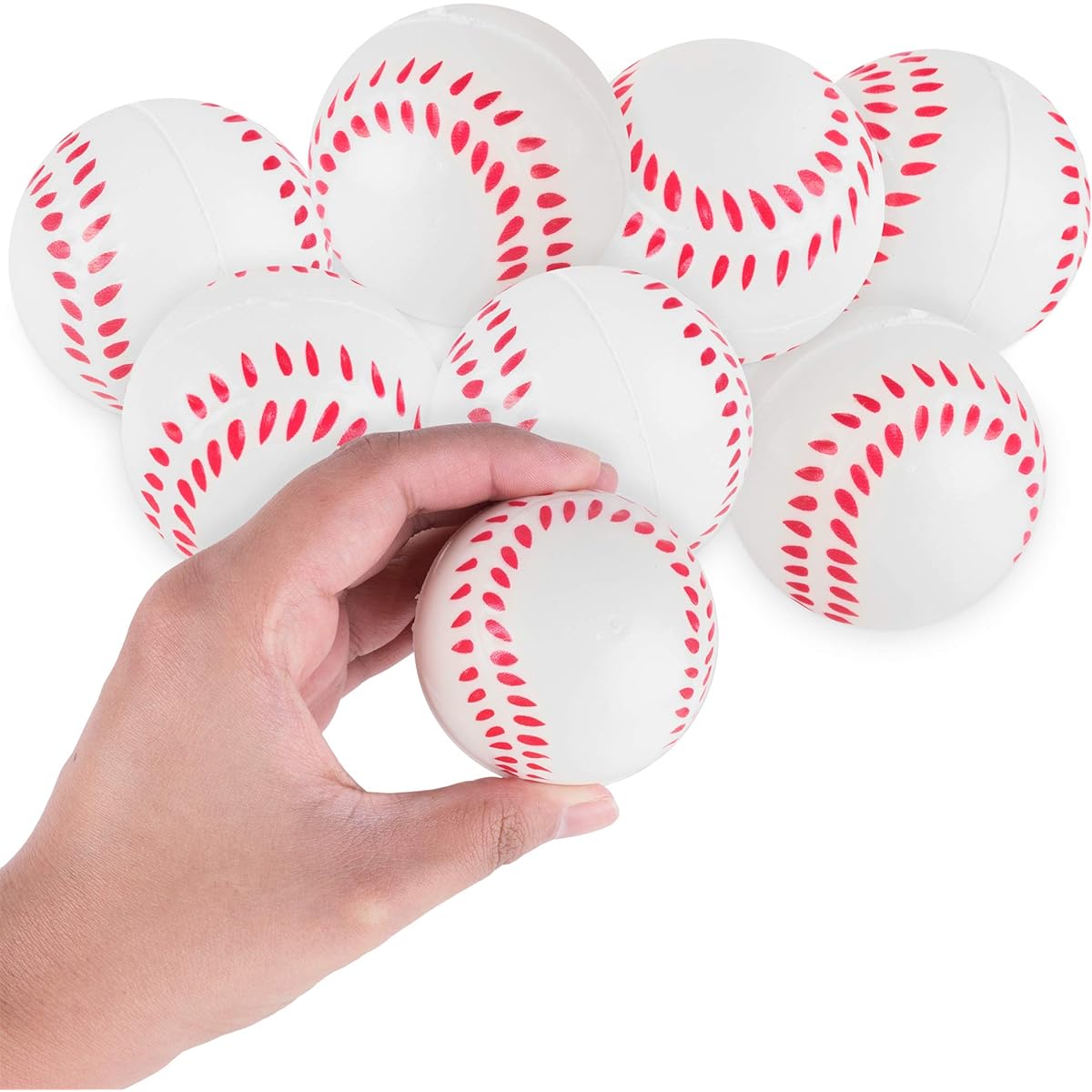 12 Pack Mini Foam Sports Balls for Kids Adults Mini Baseball Football Basketball Soccer Stress Balls Bulk Toys Little Big Game Party Decoration Balls Small Foam Relaxing Balls (Baseball)